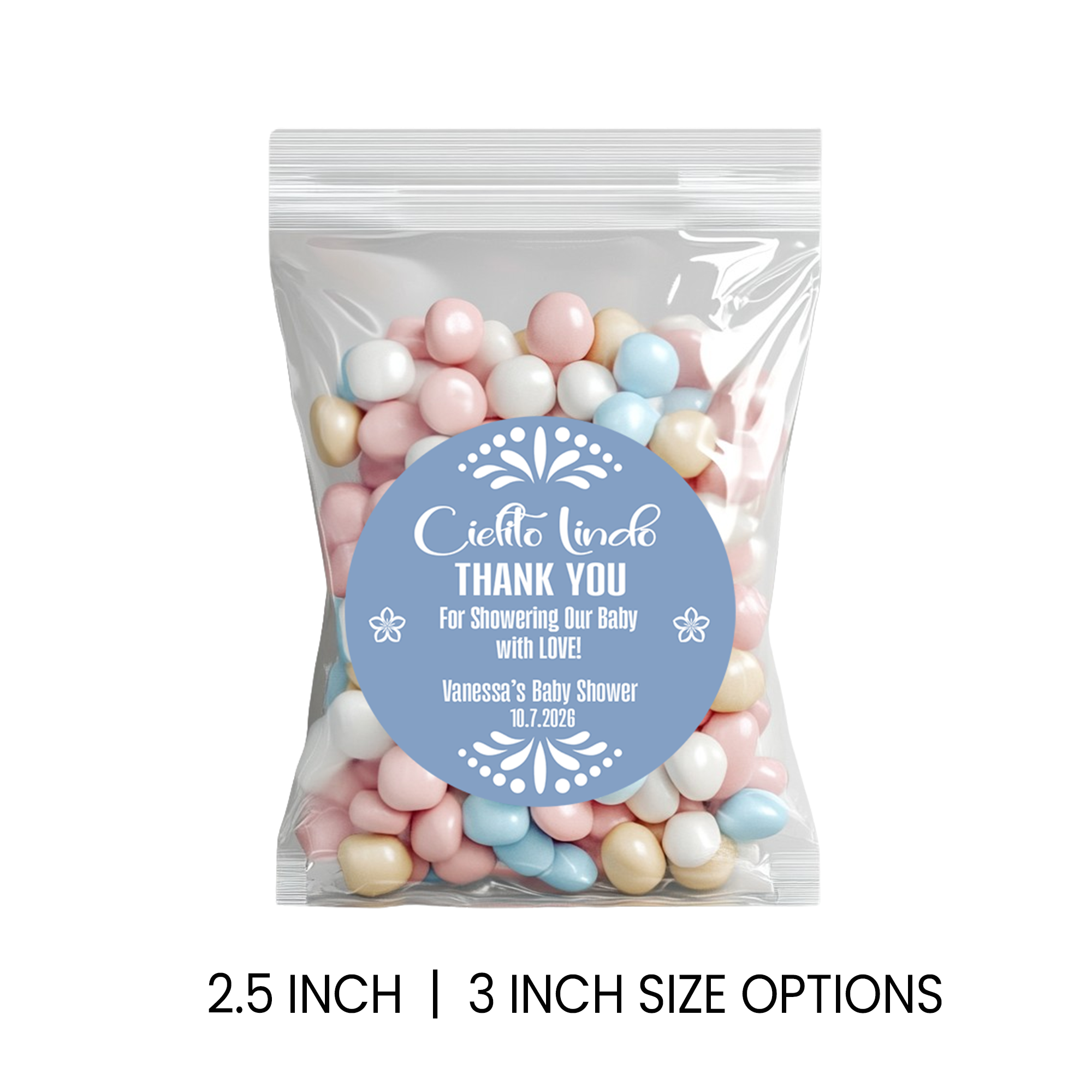 Cielito Lindo Baby Shower Stickers | Personalized Baby Shower Party Favors | 2.5 Inch Circle Stickers