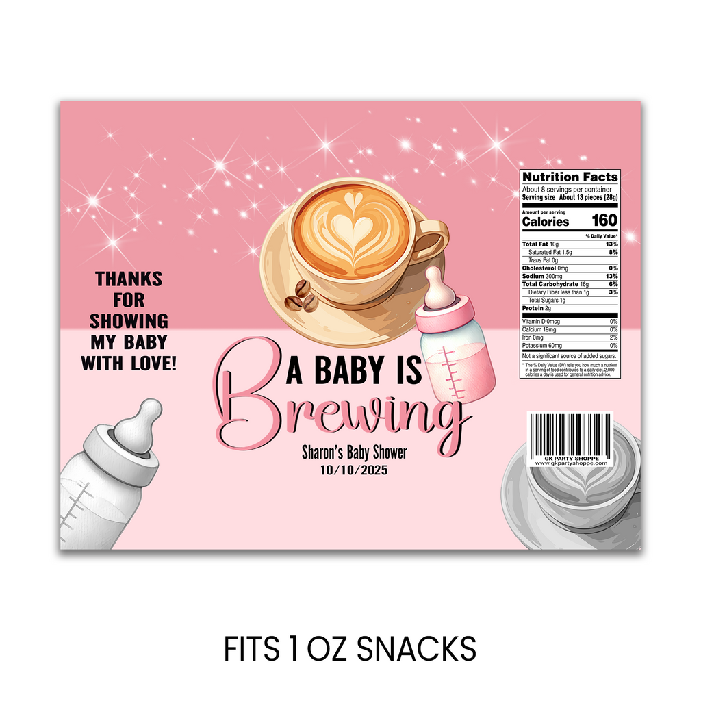 A Baby Is Brewing | Chip Bag Party Favor | Baby Shower Theme | Print & Ship