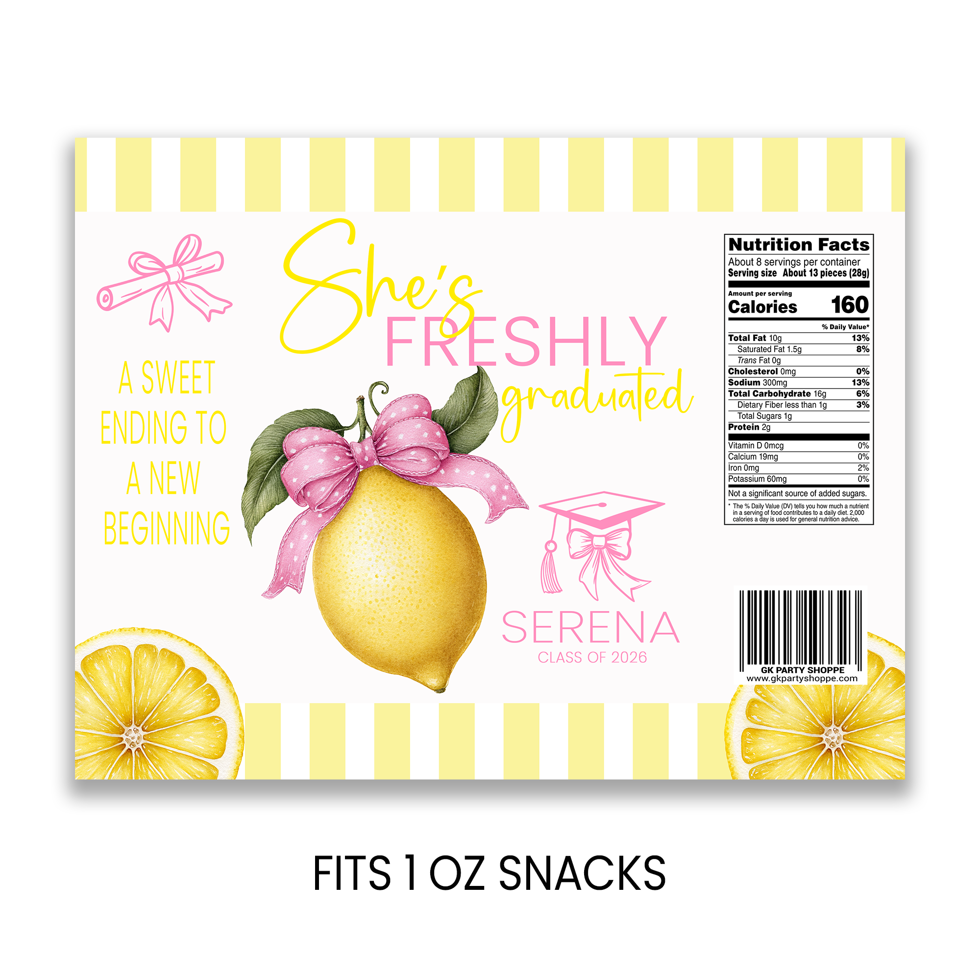 She’s Freshly Graduated | Chip Bag Party Favor | Graduation Theme | Print & Ship