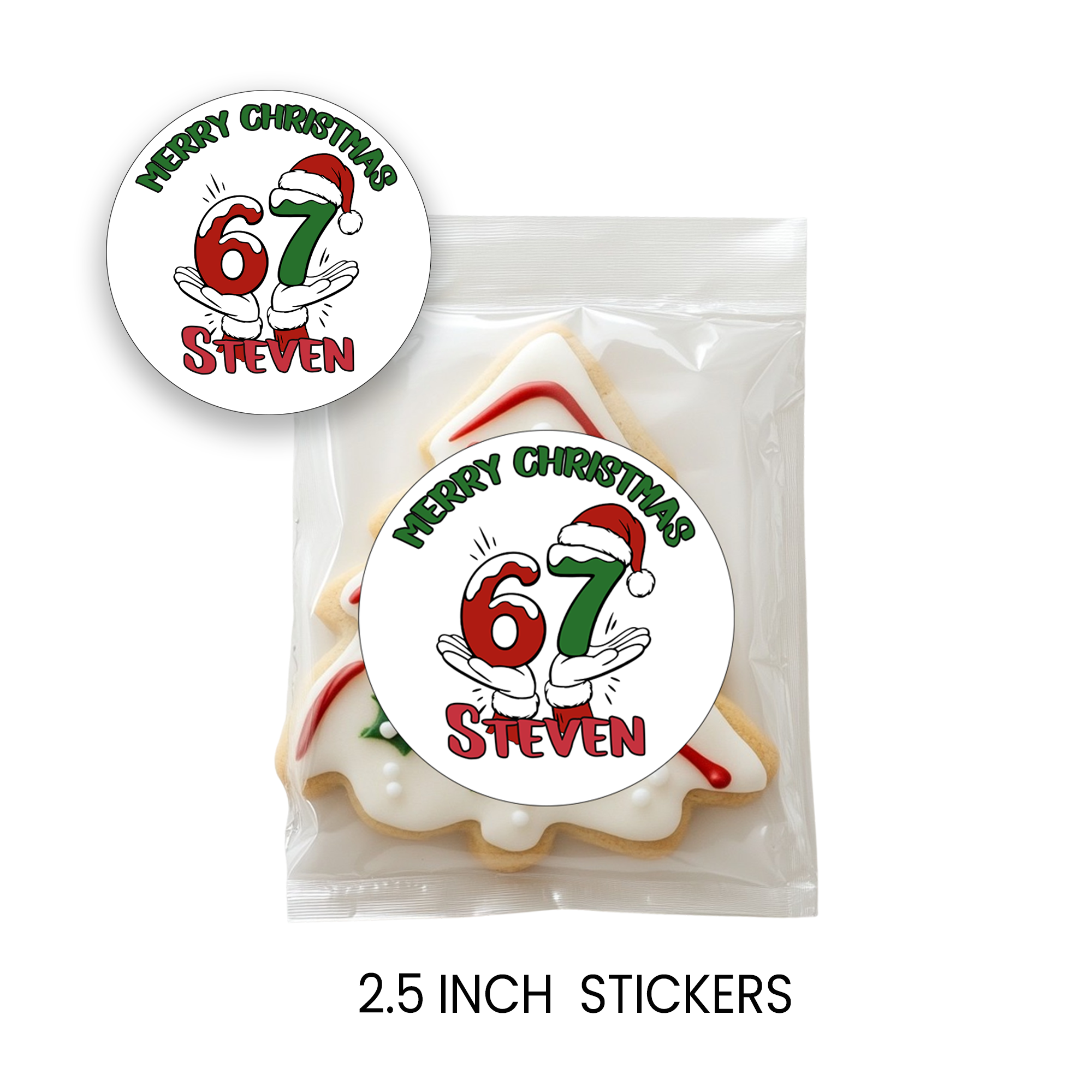 Six Seven (6/7) Christmas Circle Party Favor Stickers | Holiday Stickers | Printed-Only
