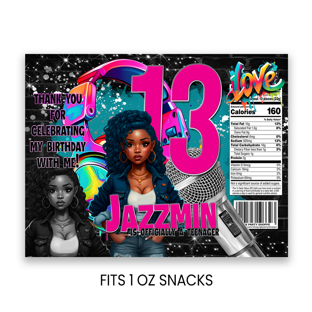 13th Birthday | Chip Bag Wrapper Party Favor | Tween Birthday Party | Digital + Print Option