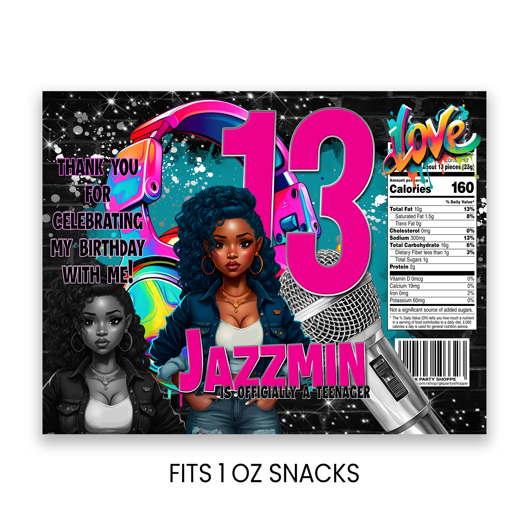 13th Birthday | Chip Bag Wrapper Party Favor | Tween Birthday Party | Digital + Print Option