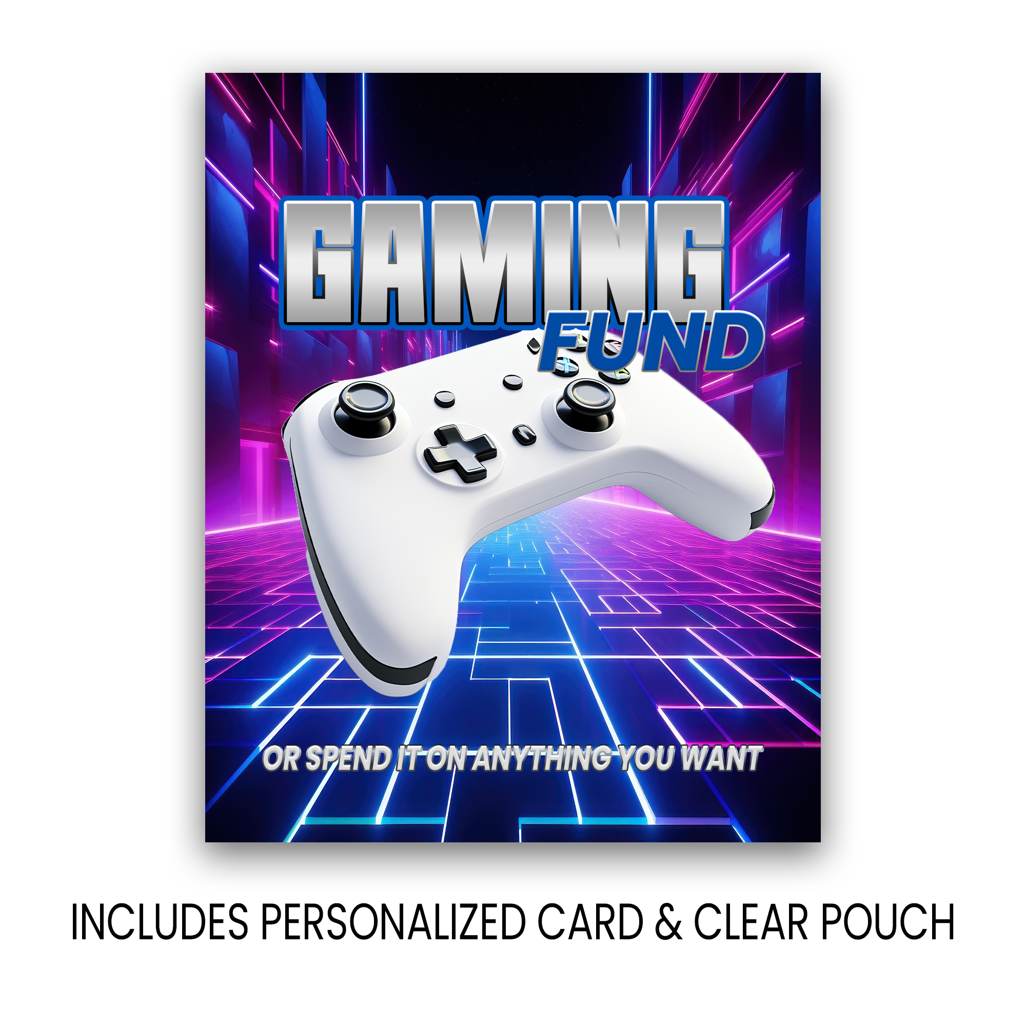 Gaming Fund Money Card | Cash Gift Holder With Pouch | Gamer Gift For Birthdays and Christmas | Print & Ship