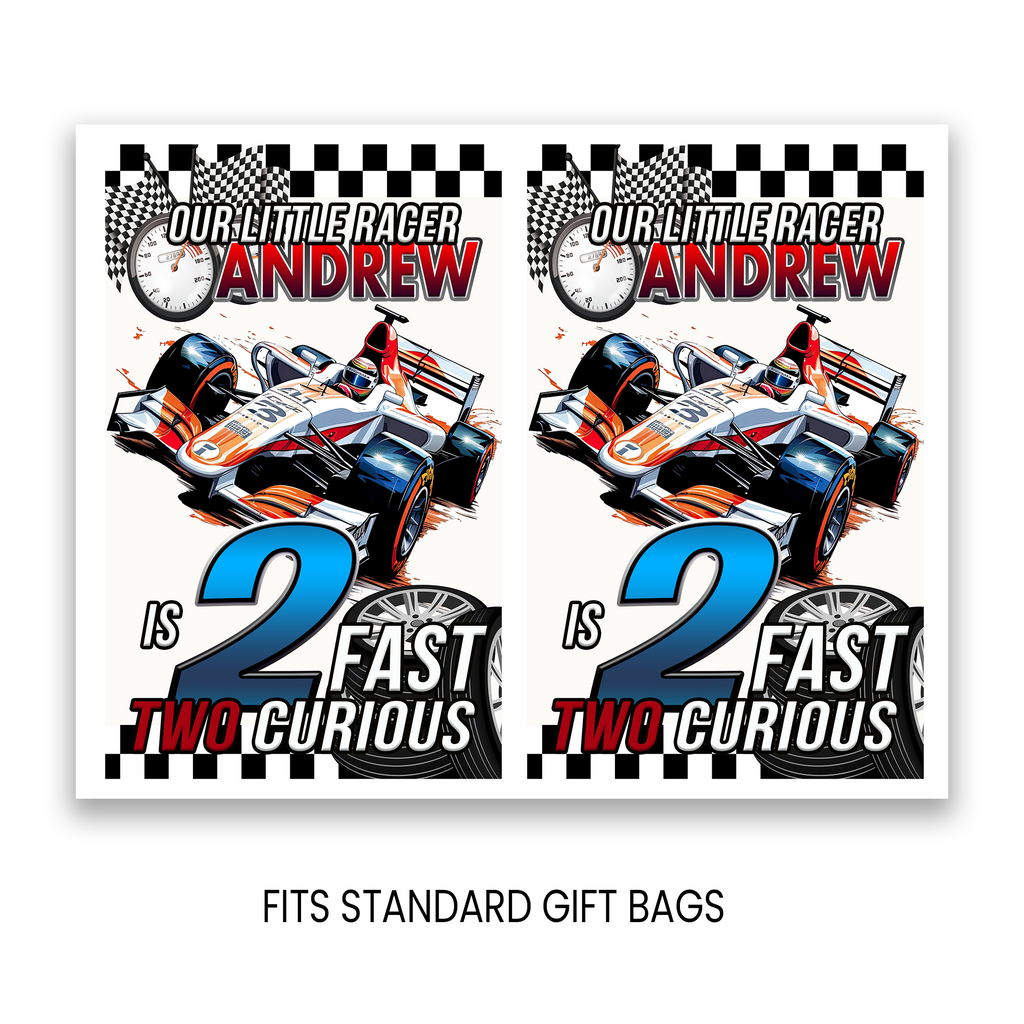 2 Fast 2 Curious Gift Bag Label | Racing Party Favor | Digital + Print Option