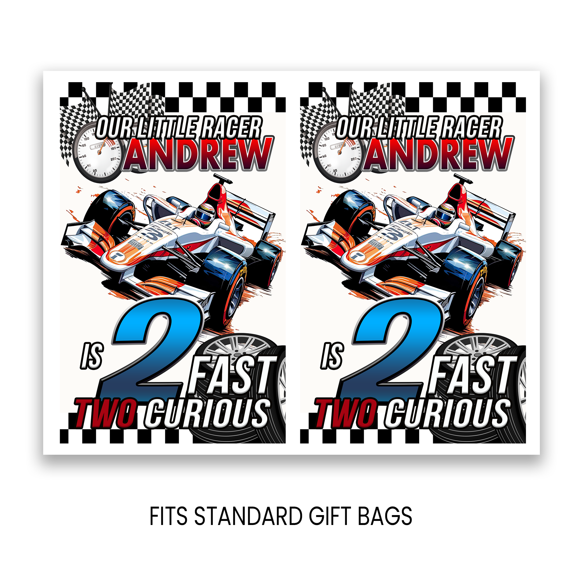 2 Fast 2 Curious Gift Bag Label | Racing Party Favor | Digital + Print Option