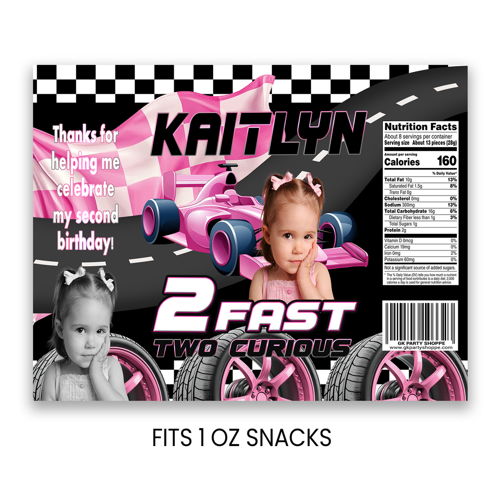 2 Fast 2 Curious Chip Bag Wrapper Party Favor | Racing Birthday Theme | Digital + Print Option