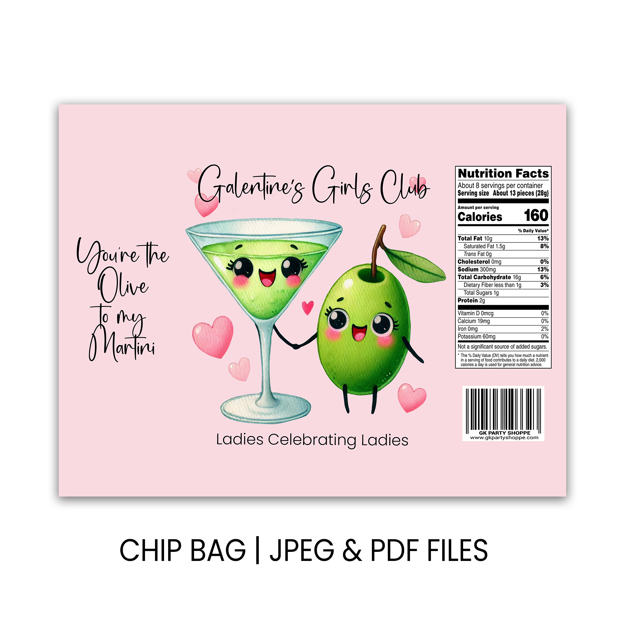 Galentine's Day Chip Bag Wrapper | Girls Night Party Favor | Instant Download