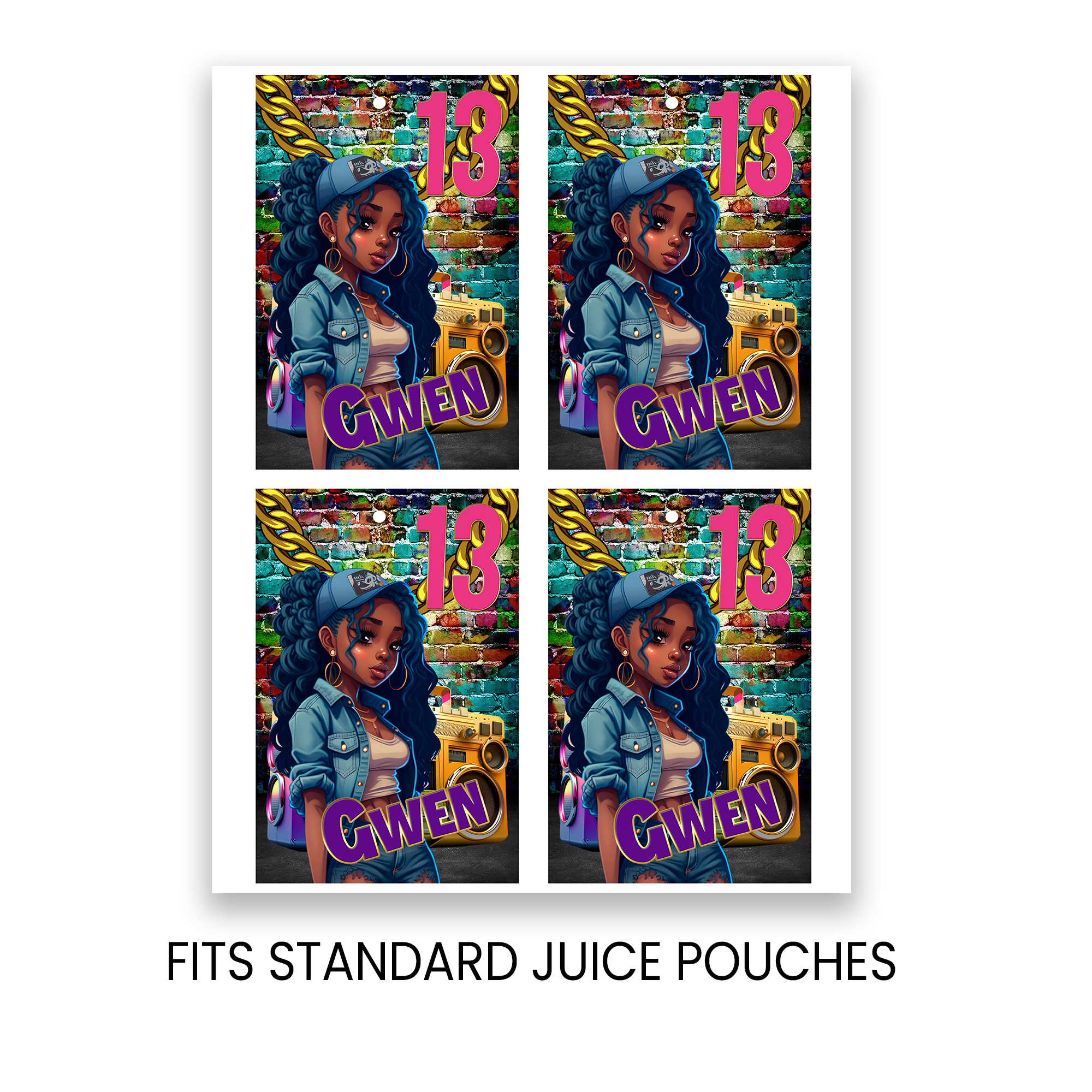 13th Birthday | Juice Pouch Label Party Favor | Tween Birthday Party | Digital + Print Option