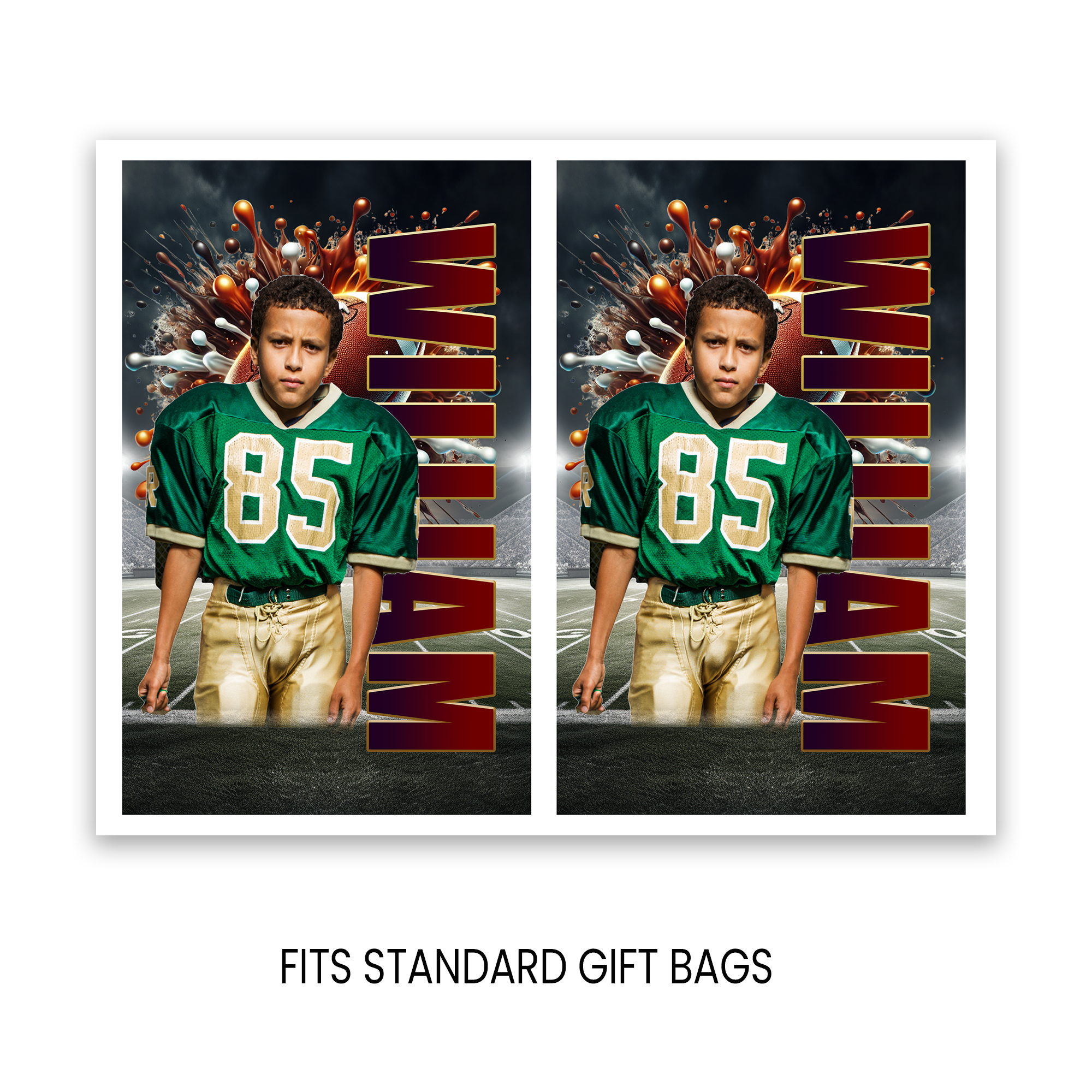 Football Theme Gift Bag Label | Game Day Birthday Party Favor | Digital + Print & Ship Option