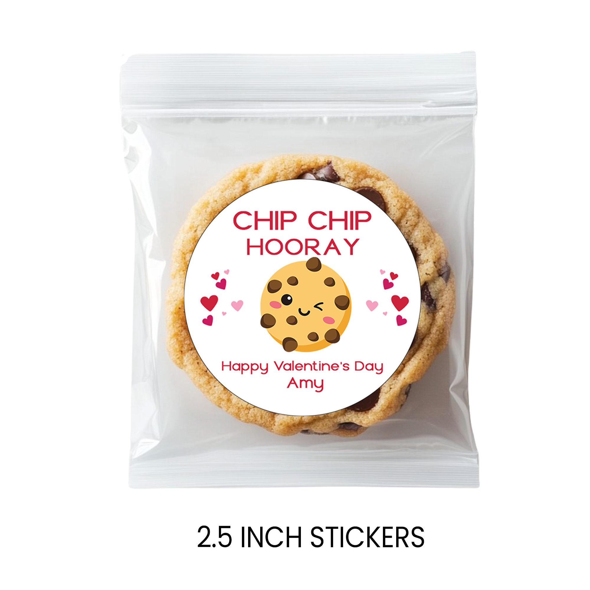Valentine Party Favor Stickers | Personalized 2.5 Inch Round | Chip Chip Hooray