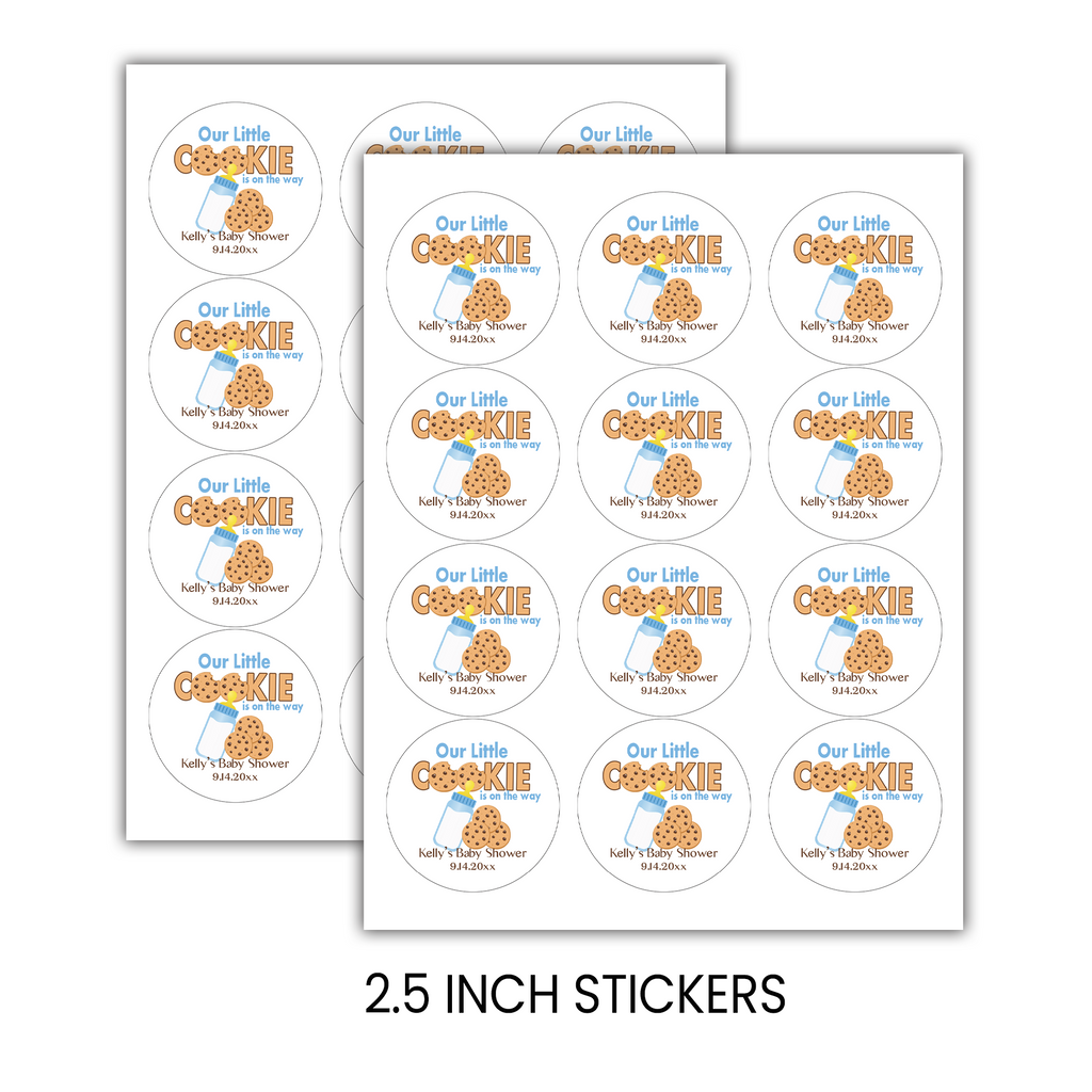 Our Little Cookie Baby Shower Circle Favor Stickers | Cookie Theme Baby Shower Stickers | Printed-Only