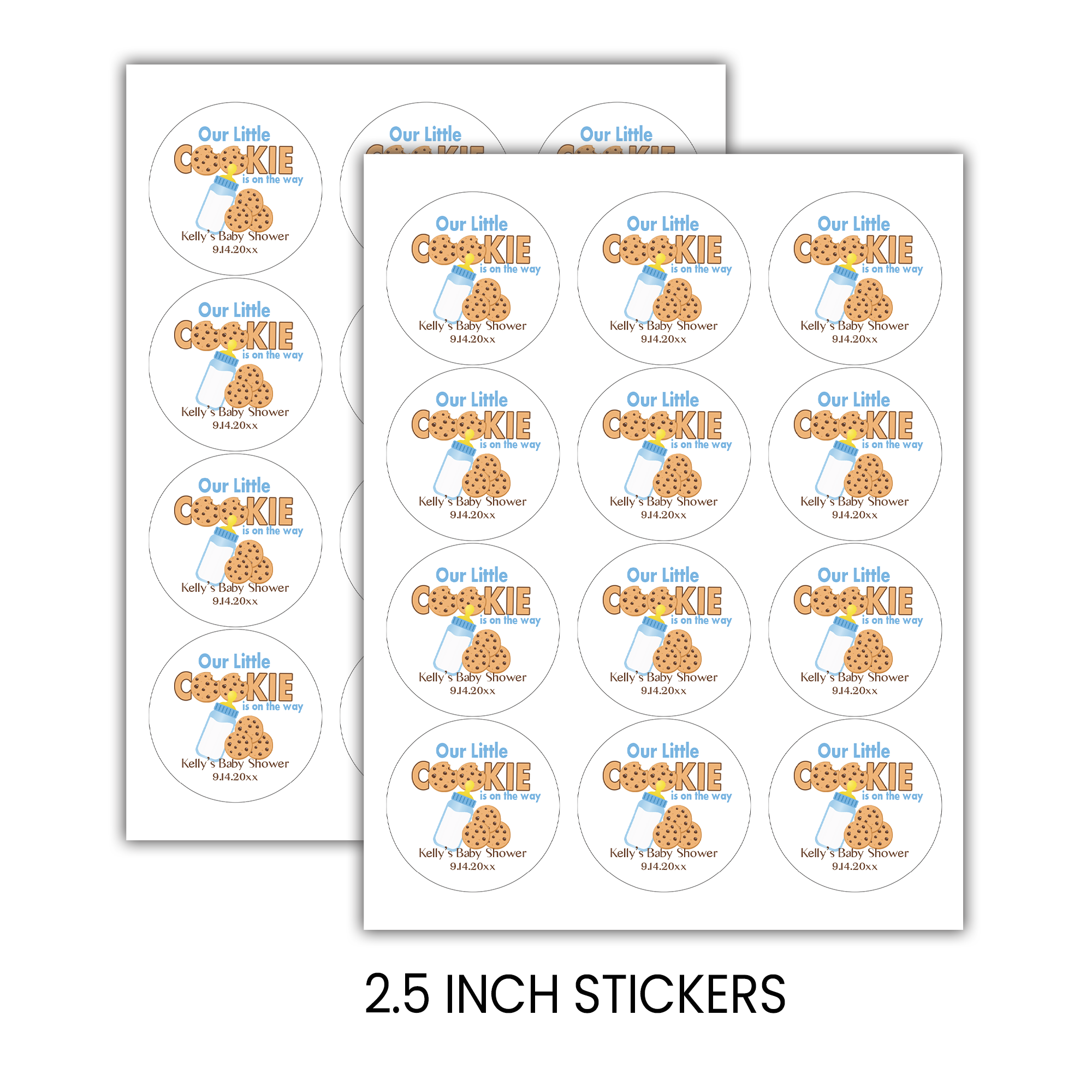 Our Little Cookie Baby Shower Circle Favor Stickers | Cookie Theme Baby Shower Stickers | Printed-Only