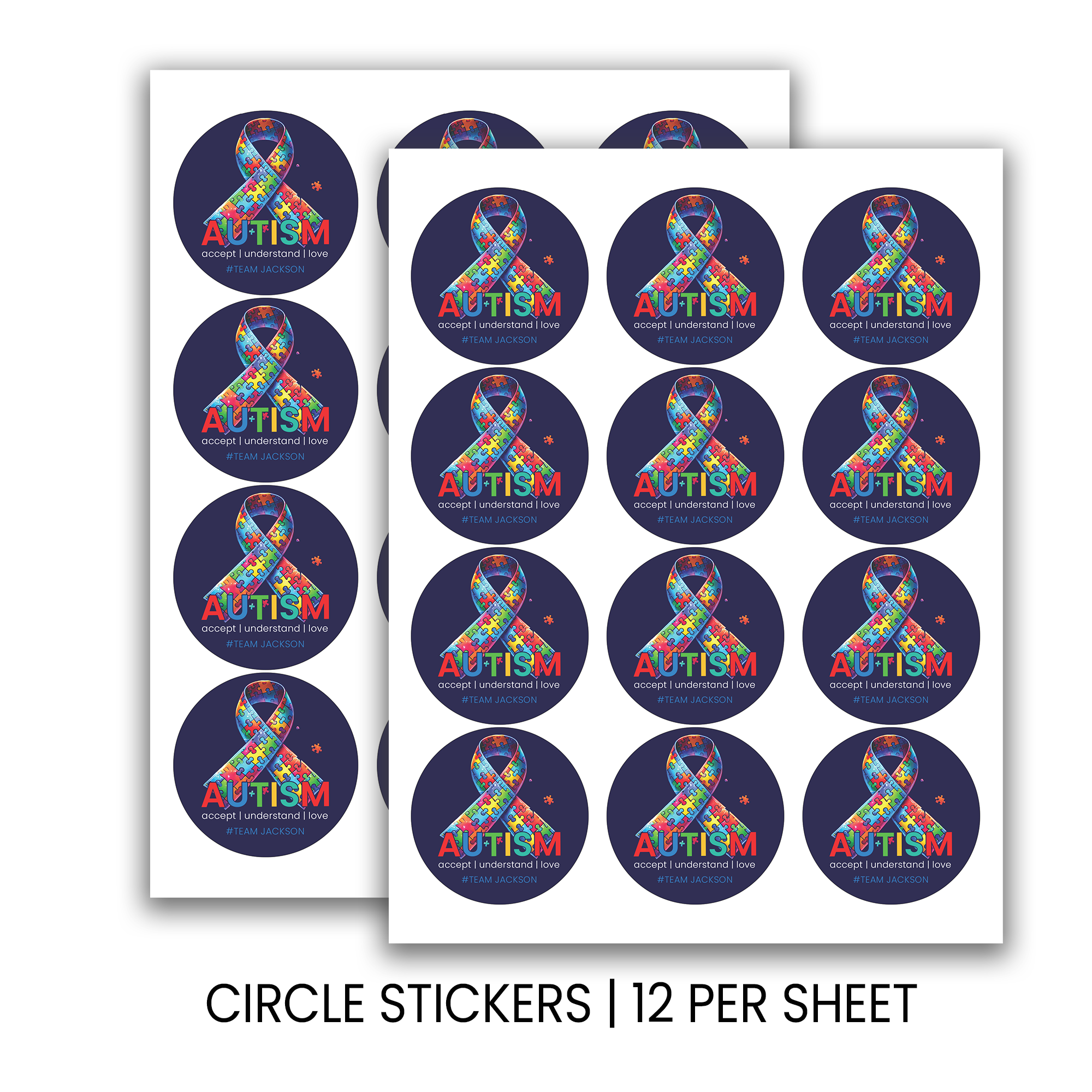Autism Awareness Month Stickers | Personalized 2.5 Inch Circle Stickers | Classroom Gifts & Event Favor Seals
