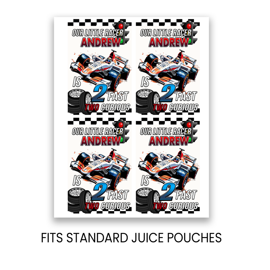 2 Fast 2 Curious Juice Pouch Label Party Favor | Racing Birthday Theme | Digital + Print Option