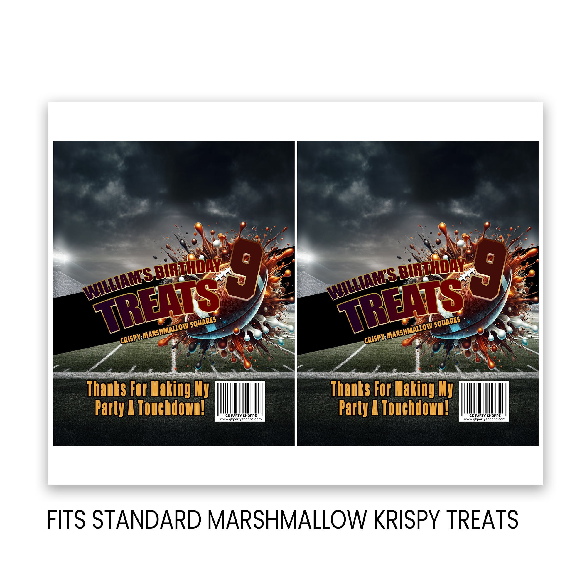 Football Theme Marshmallow Treat Label Party Favor | Sports Birthday Party | Digital + Print Option