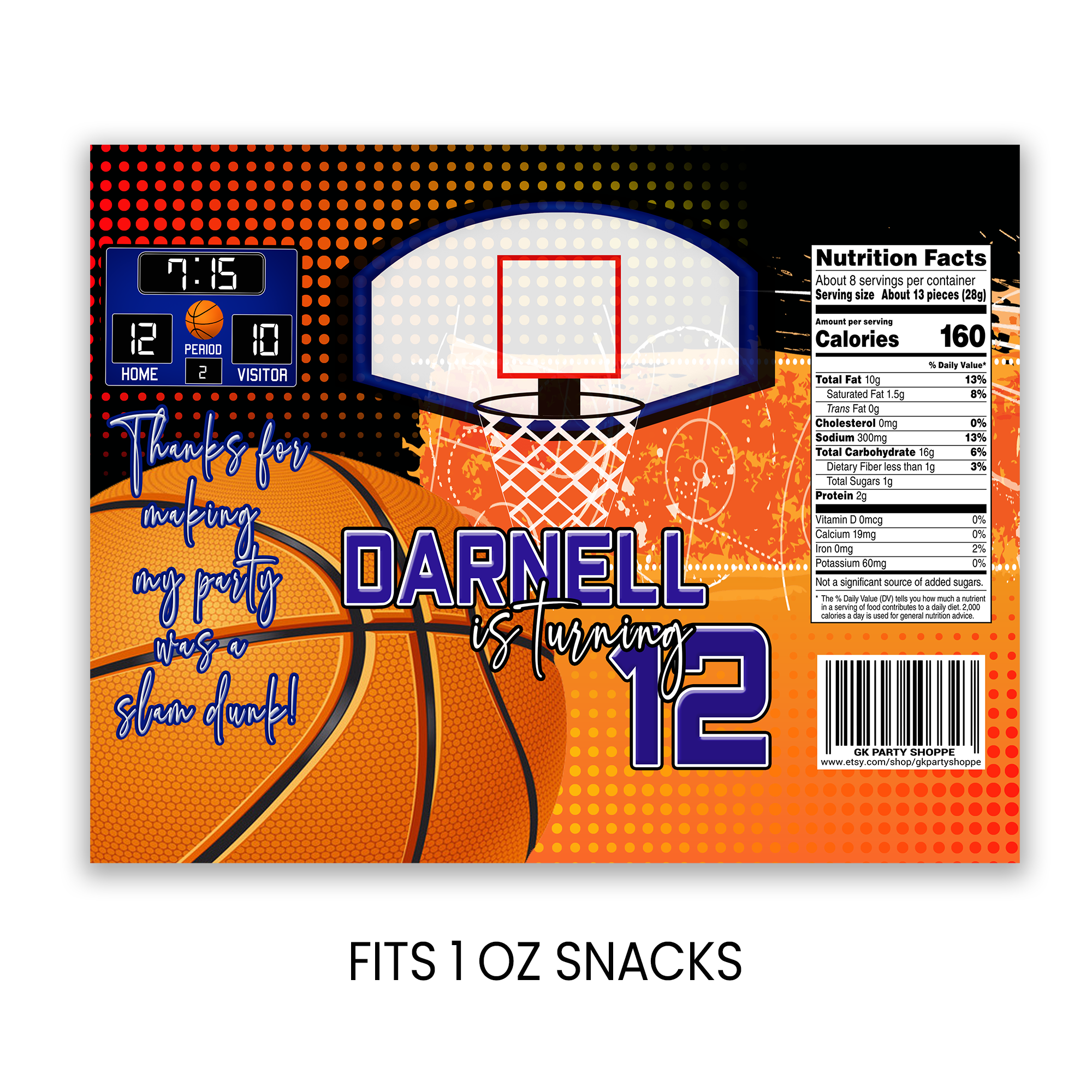 Basketball Theme | Chip Bag Wrapper Party Favor | Sports Birthday Party | Digital + Print Option
