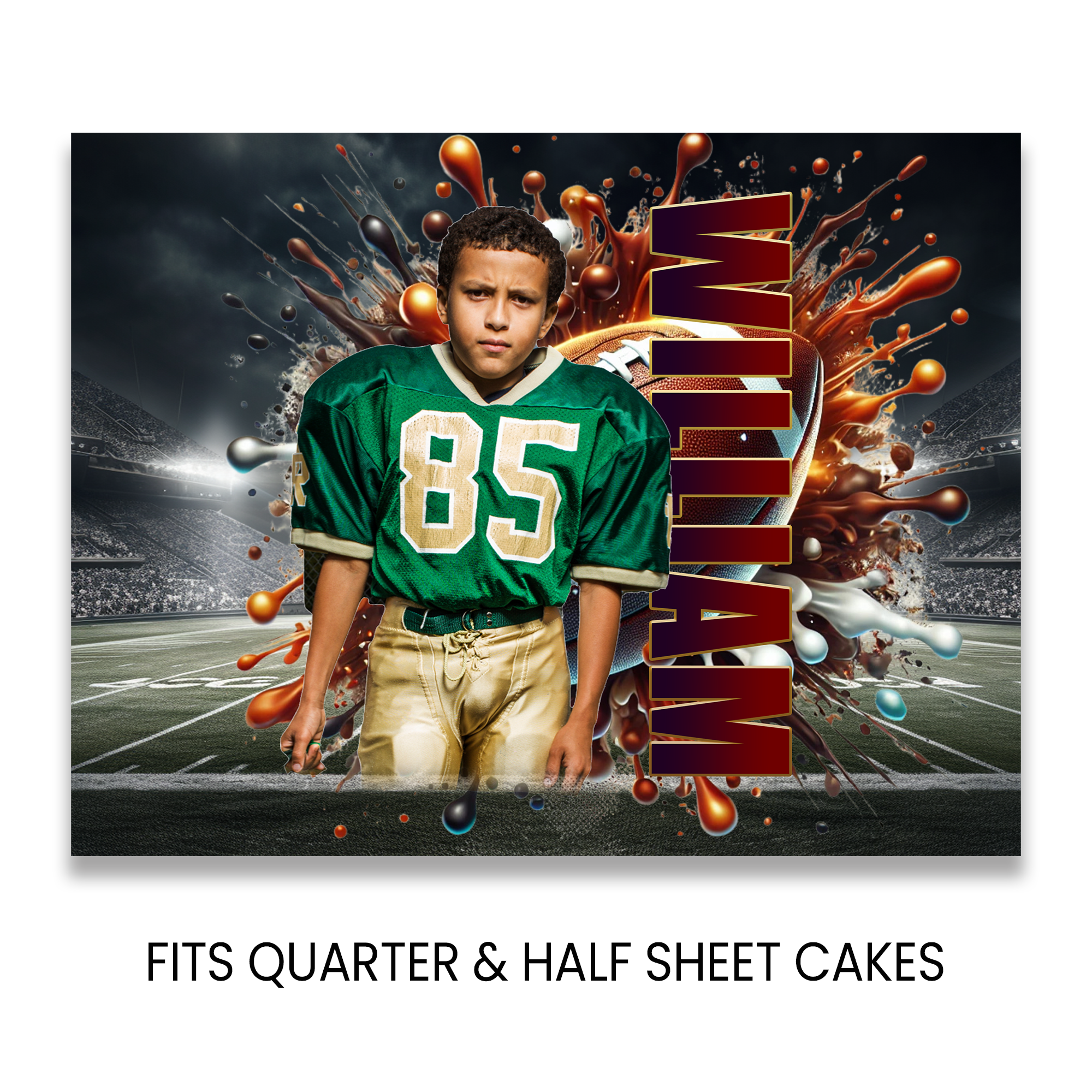 Football Theme Edible Cake Image Topper with Photo | Sports Birthday Party | Digital + Print Option