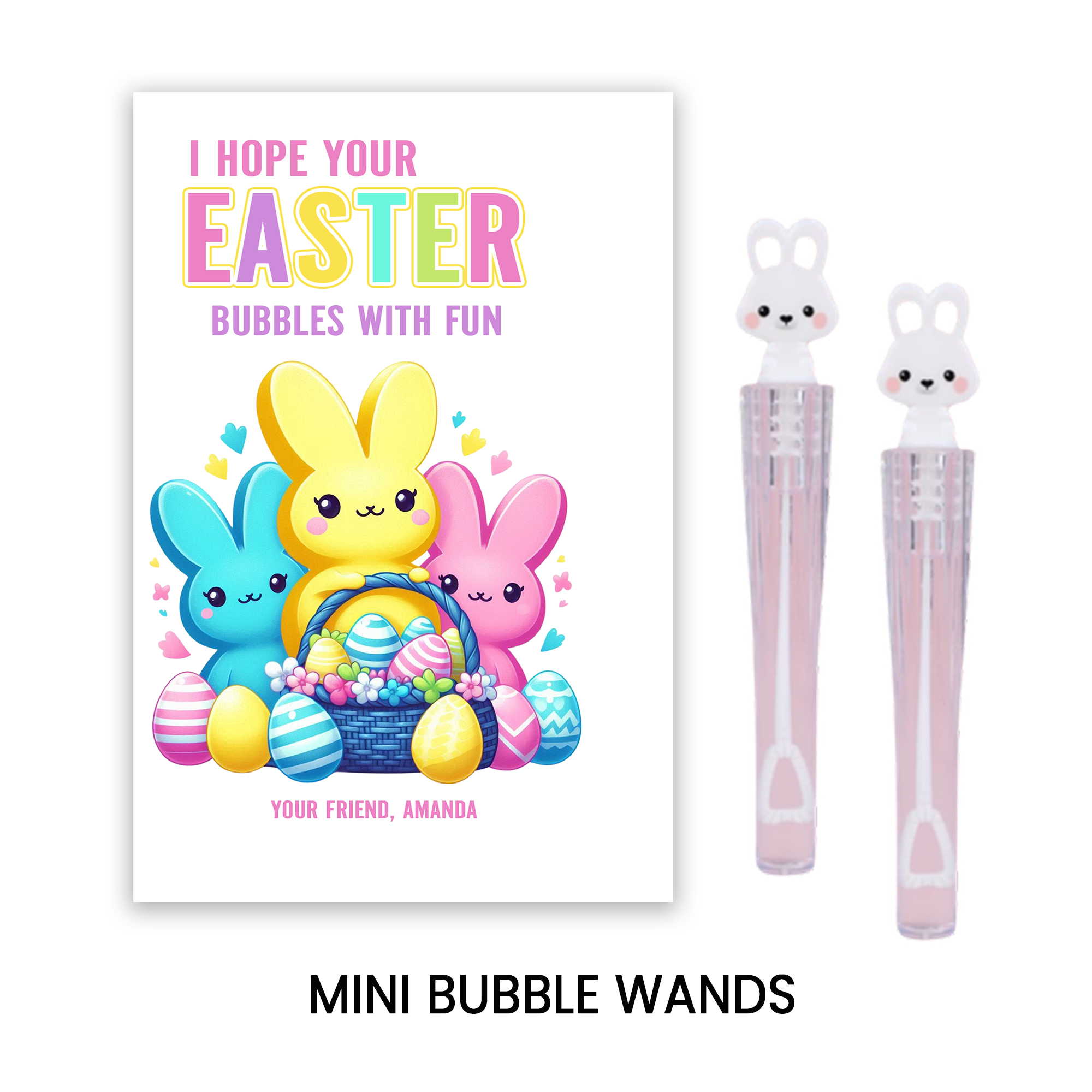Personalized Easter Mini Bubbles | Bunny Party Favors, Classroom Gift
