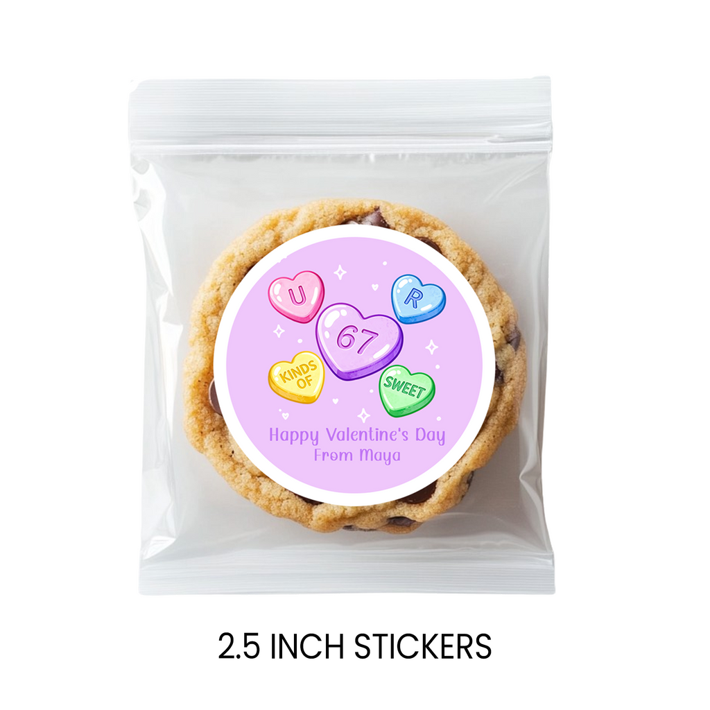 You Are Kinda 6 7 Sweet | Valentine Party Favor Stickers | Kids Valentine Stickers | Treat Bag Seals | Printed Stickers