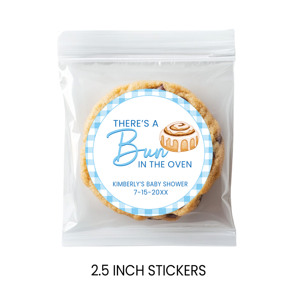 A Bun Is In The Oven Stickers | Personalized 2.5 Inch Circle Stickers | Baby Shower Favor Labels