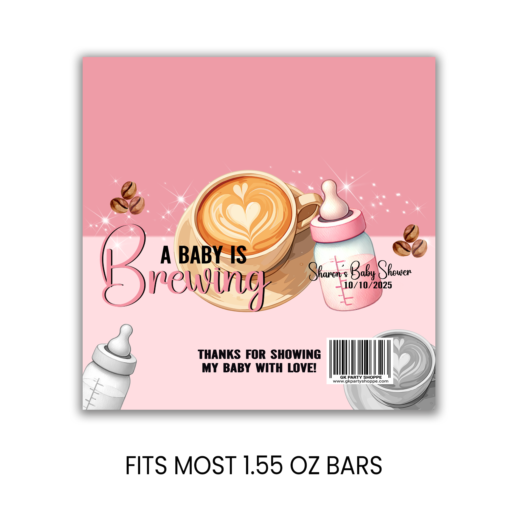 A Baby Is Brewing | Chocolate Candy Bar Wrappers | Baby Shower Party Favor | Printed