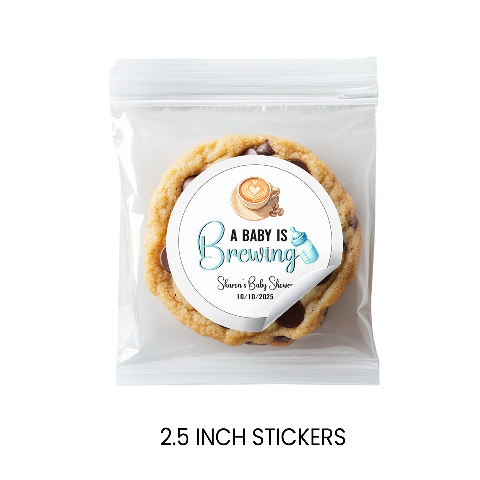 A Baby Is Brewing | 2.5” Party Favor Stickers | Baby Shower Stickers | Treat Bag Seals | Printed Stickers