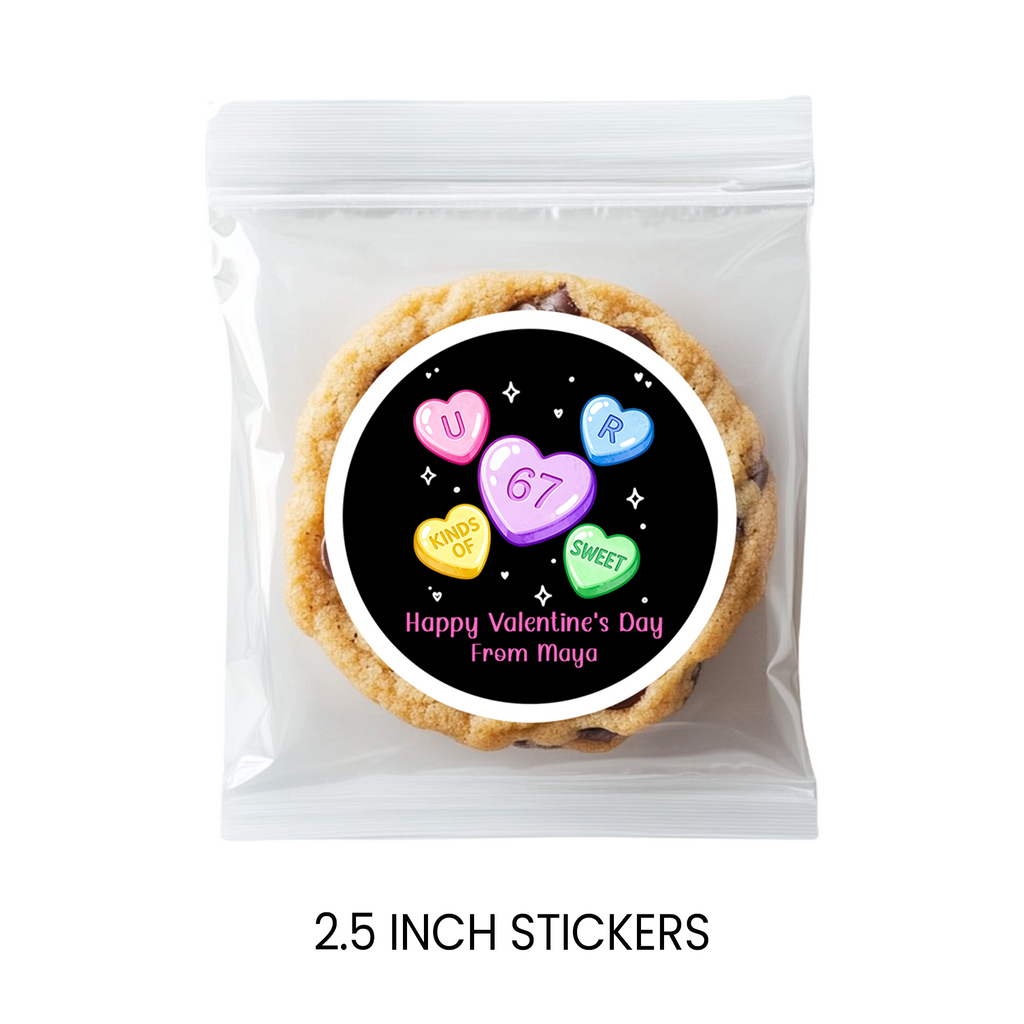 You Are Kinda 6 7 Sweet | Valentine Party Favor Stickers | Kids Valentine Stickers | Treat Bag Seals | Printed Stickers