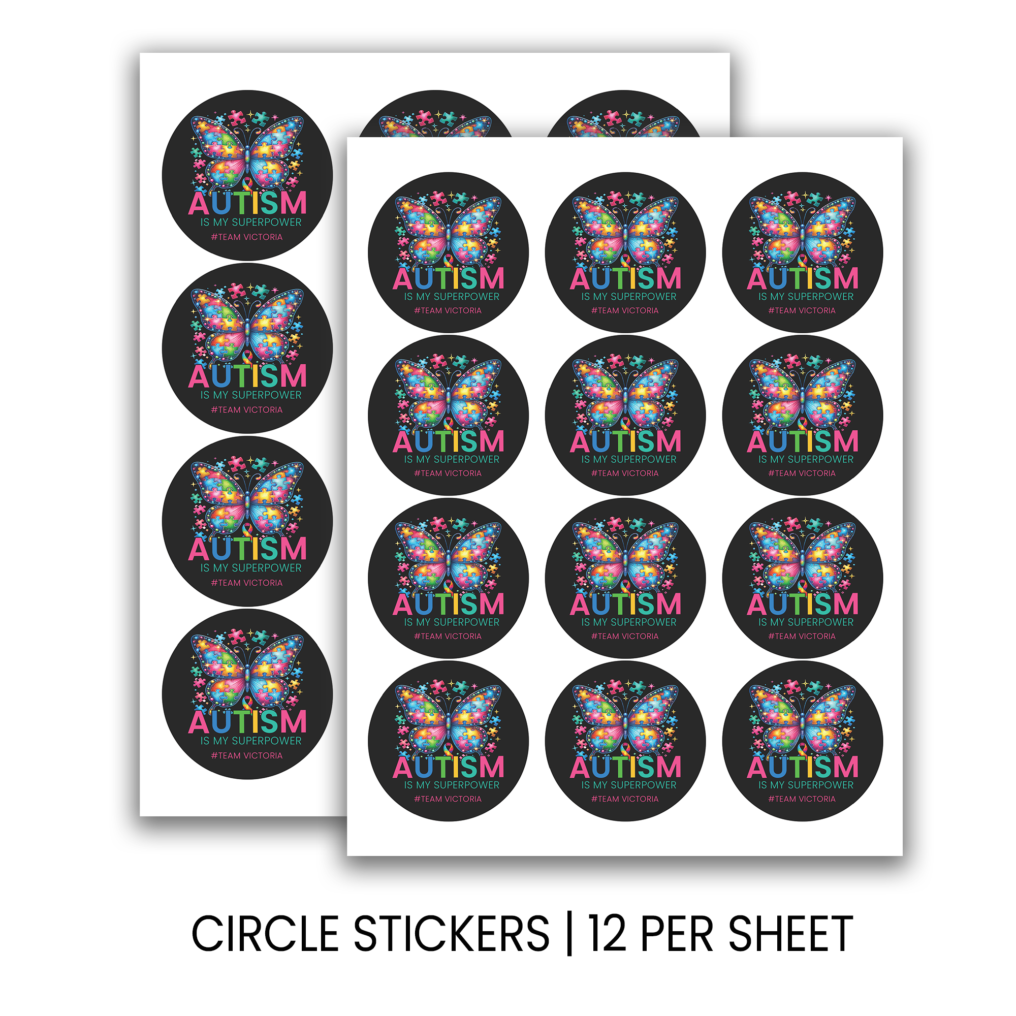 Autism Awareness Month Stickers | Personalized 2.5 Inch Circle Stickers | Classroom Gifts & Event Favor Seals