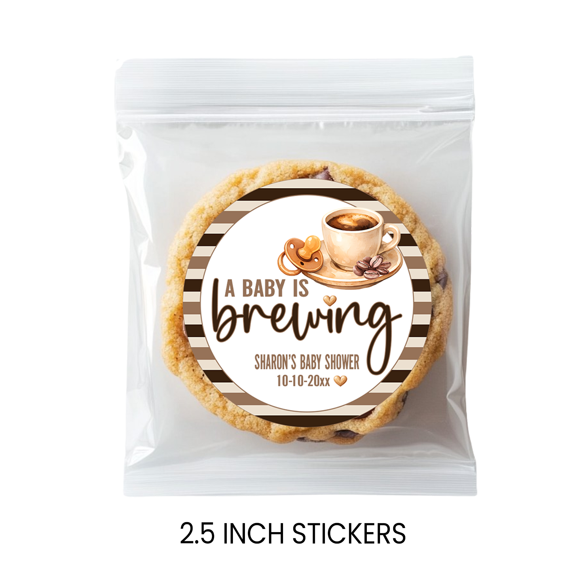 A Baby Is Brewing Stickers | 2.5 Inch Round Party Favors | Coffee Theme Baby Shower