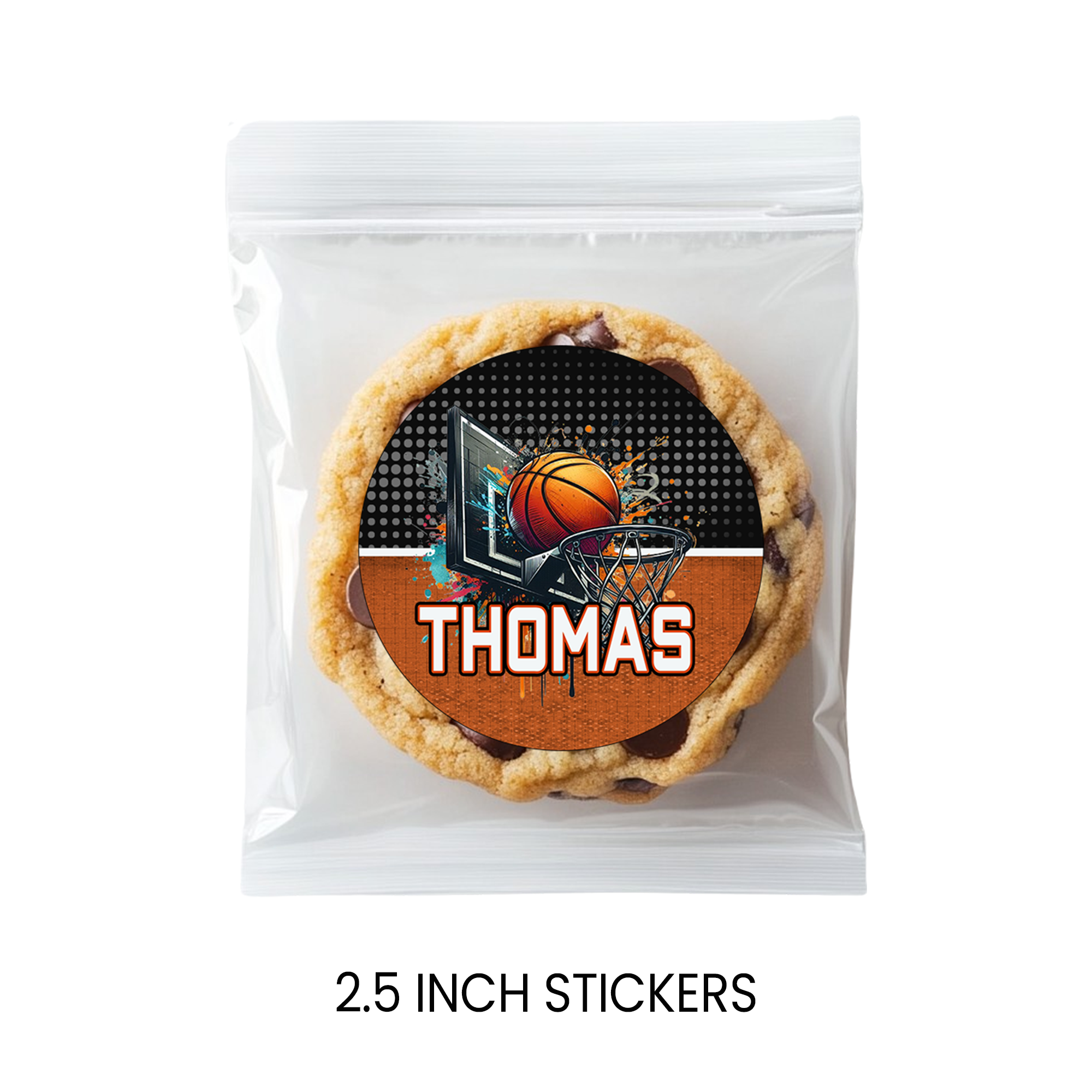 Basketball Party Stickers | Personalized Treat Bag Seals, 2.5"