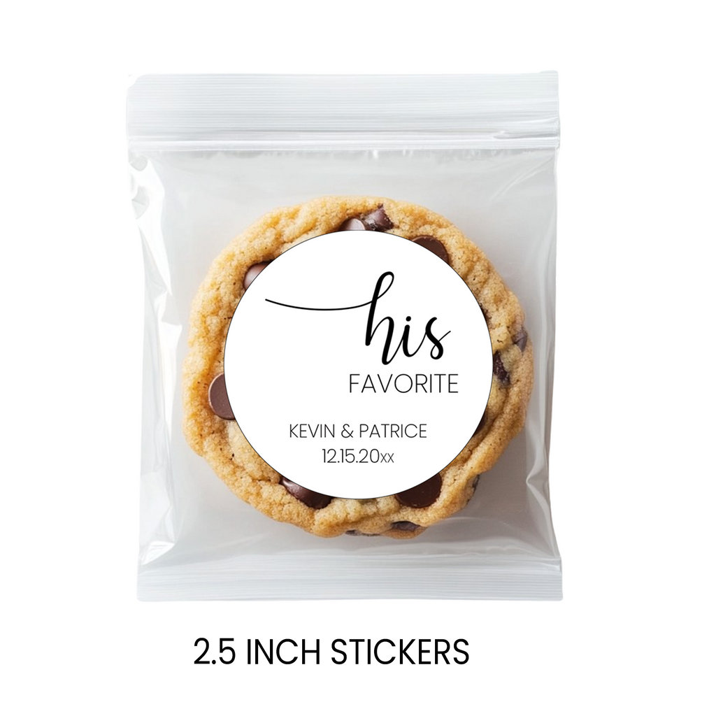 His and Hers Wedding | Circle Favor Stickers | Elegant Wedding Party Favor | Printed Only
