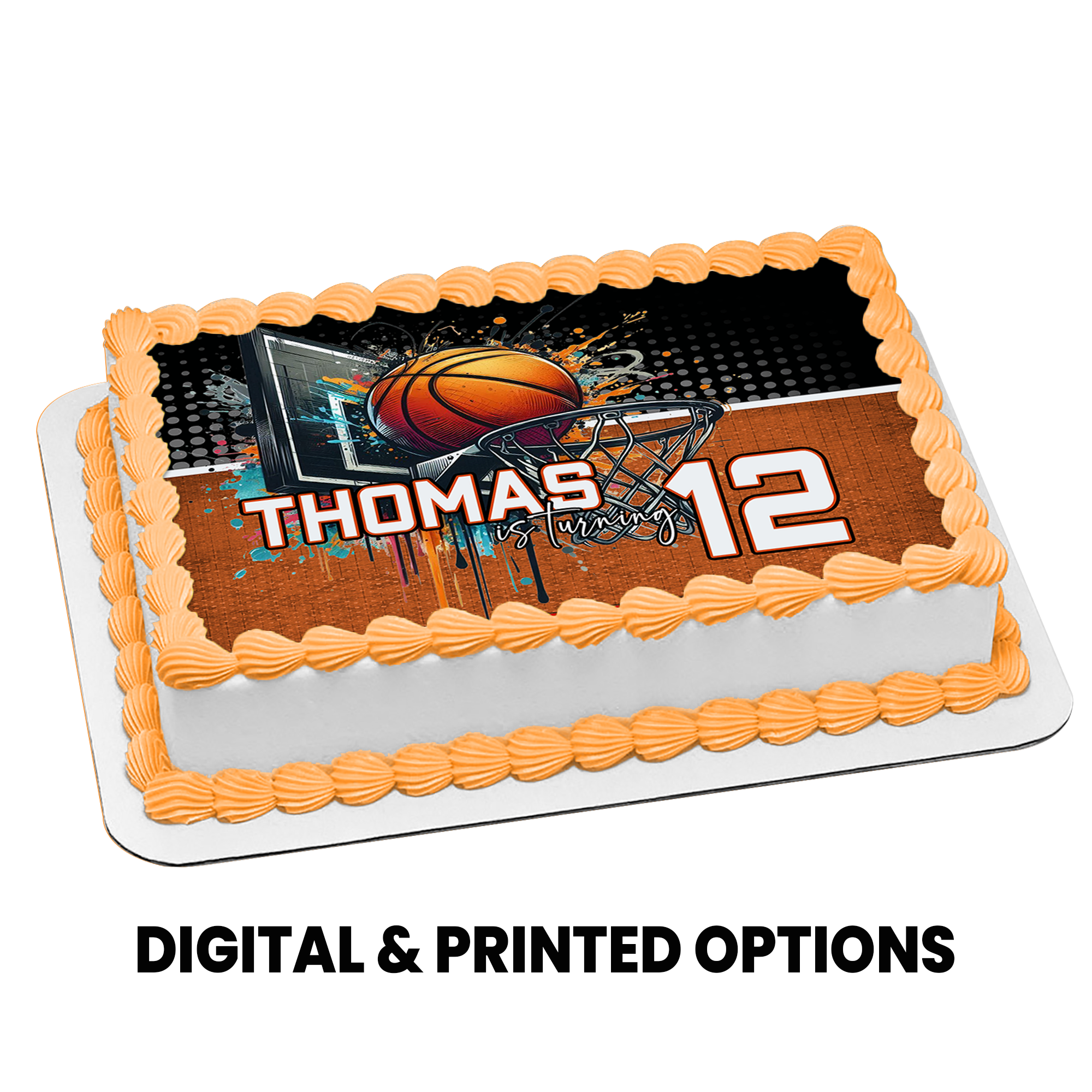 Basketball Theme | Edible Cake Image Topper | Sports Birthday Party | Digital + Print Option