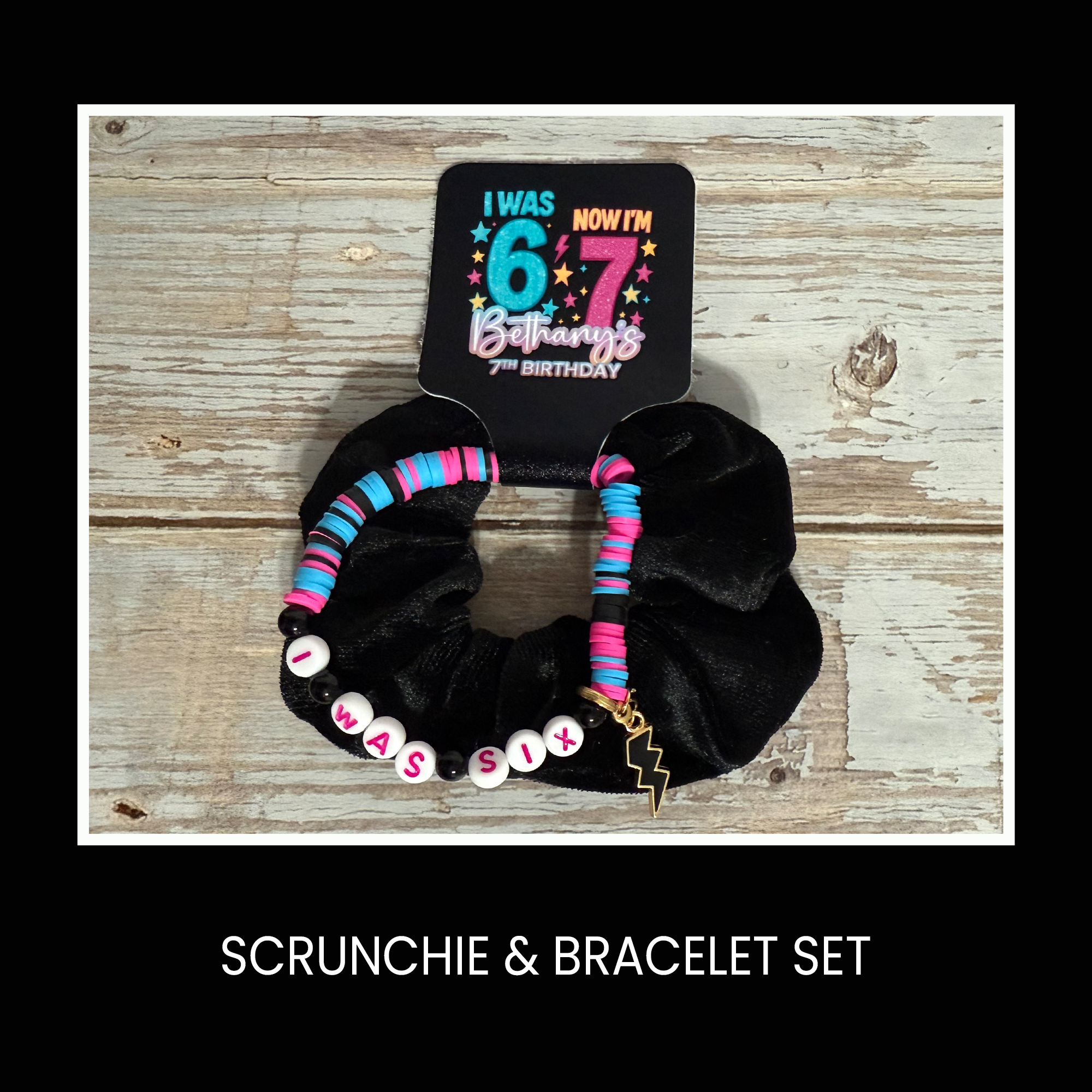 Six Seven (6/7) Scrunchie & Bracelet Set | Custom Party Favor | Personalized Birthday Party Favor