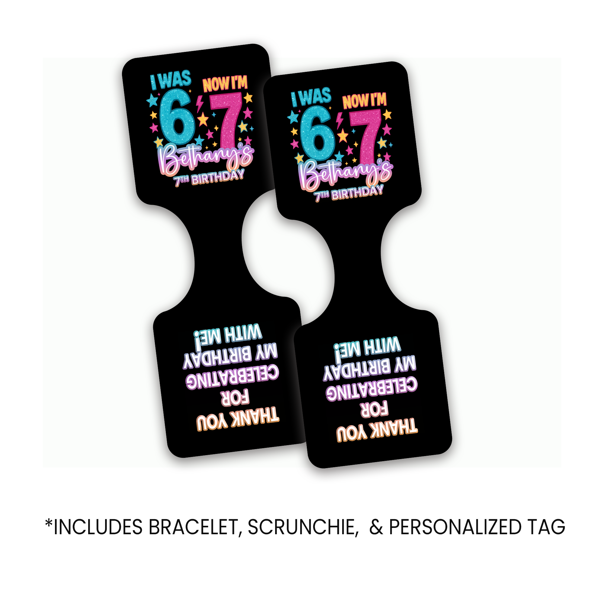 Six Seven (6/7) Scrunchie & Bracelet Set | Custom Party Favor | Personalized Birthday Party Favor