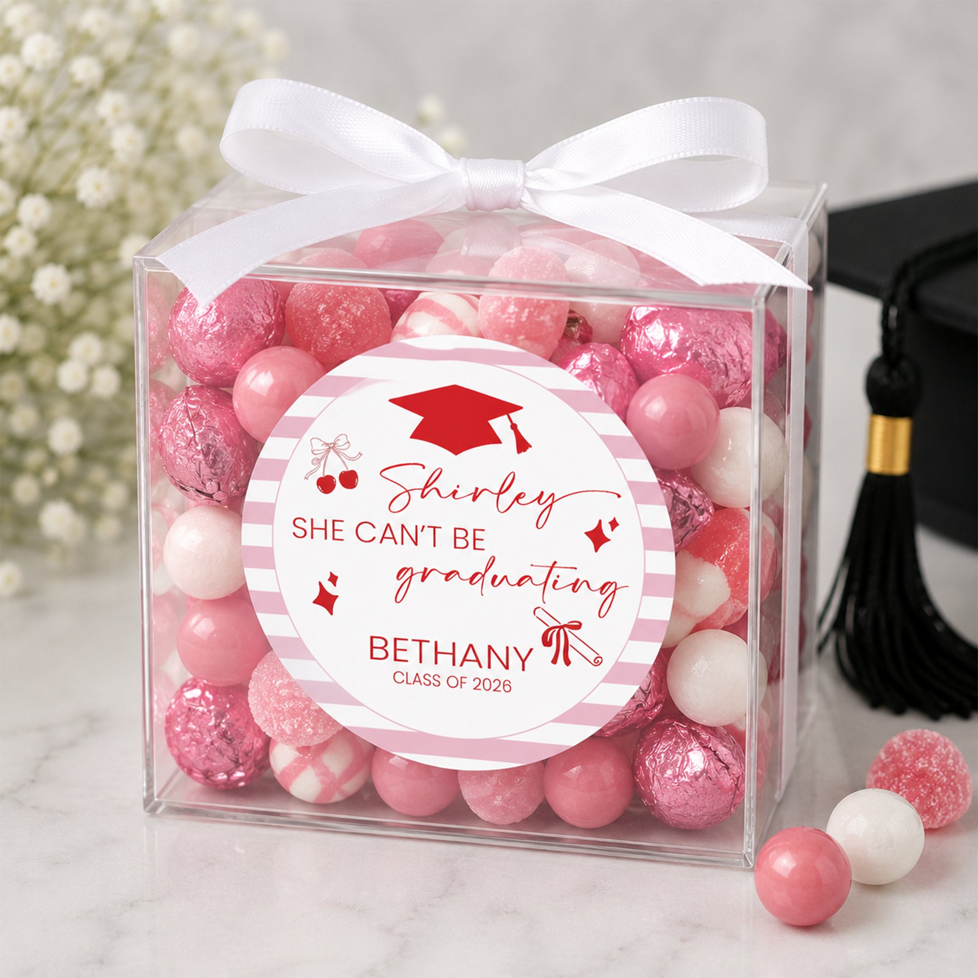 Shirley She Can't Be Graduating Stickers | Funny Graduation Favor Seals | Personalized 2.5 Inch Party Labels