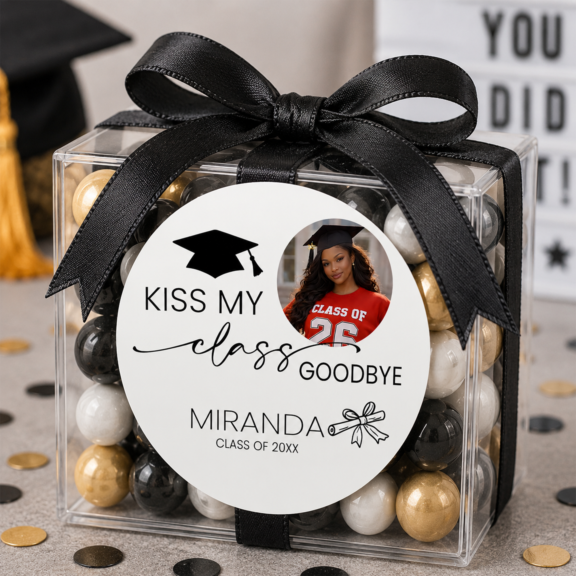 Kiss My Class Goodbye Stickers | Graduation Party Favor Seals | Personalized 2.5 Inch Labels