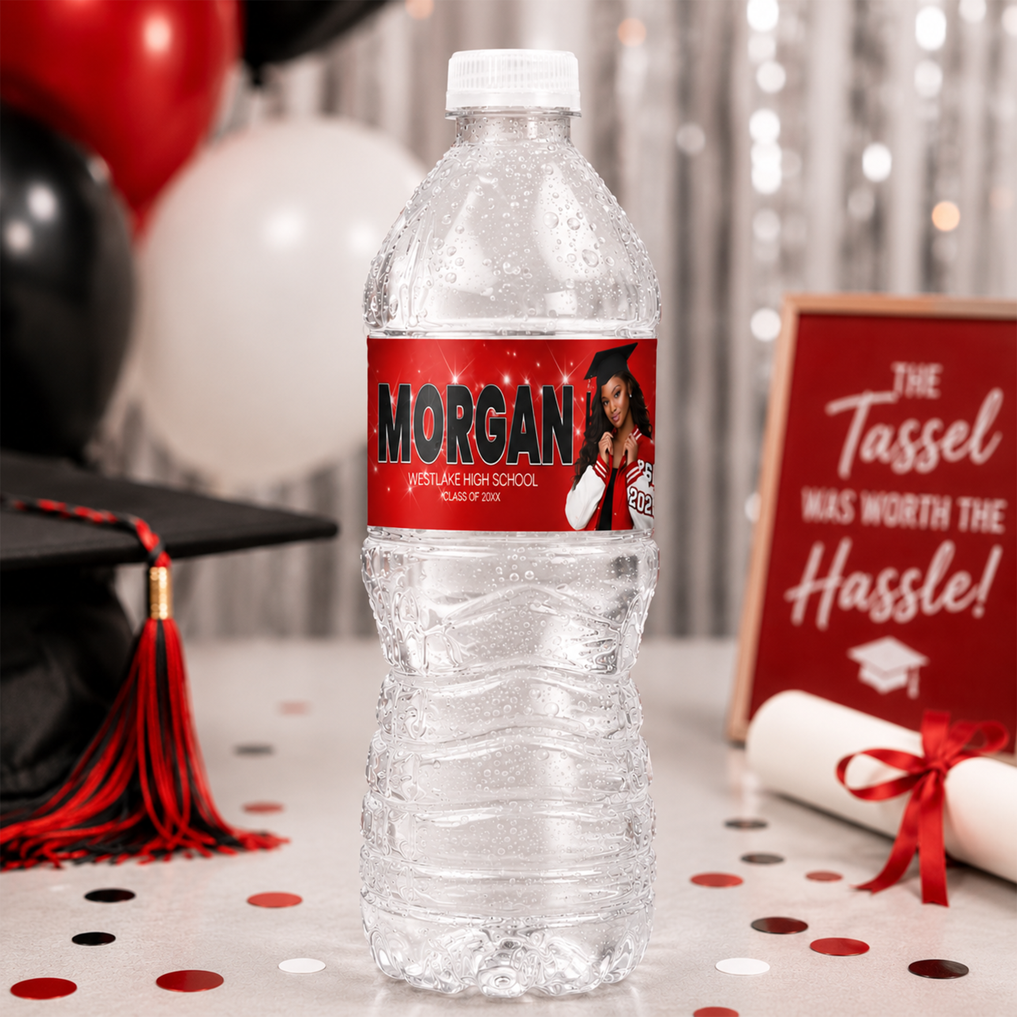Graduation Water Bottle Wrappers | Drink Labels | Class of 2026 Party Decor | Printed & Shipped