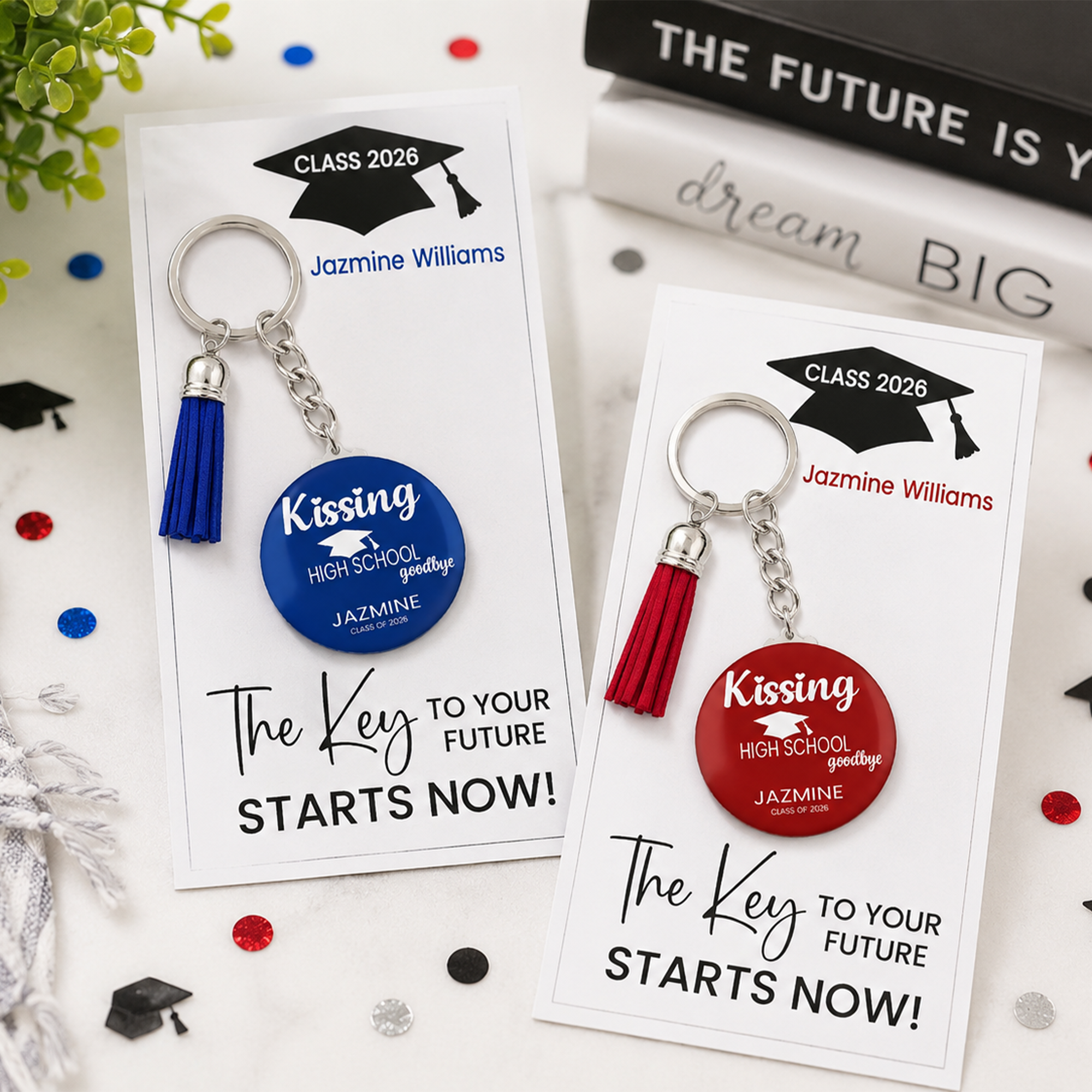 Graduation Keychain Favor | Class of 2026 Keepsake, Kissing High School Goodbye Gift