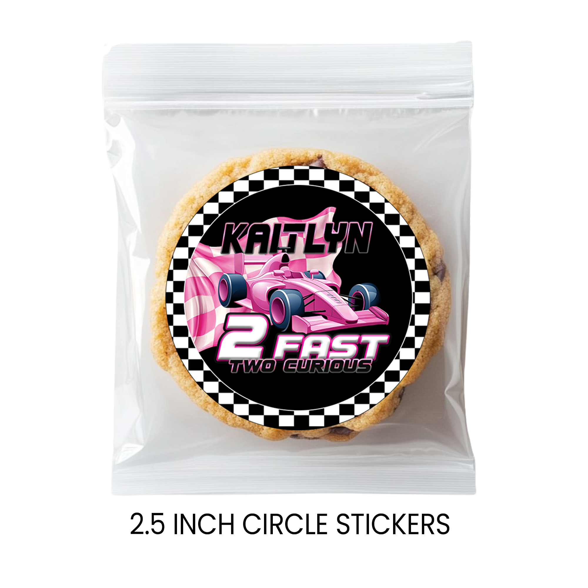 2 Fast 2 Curious | 2.5” Party Favor Stickers | Race Car Birthday Stickers | Treat Bag Seals | Printed Stickers