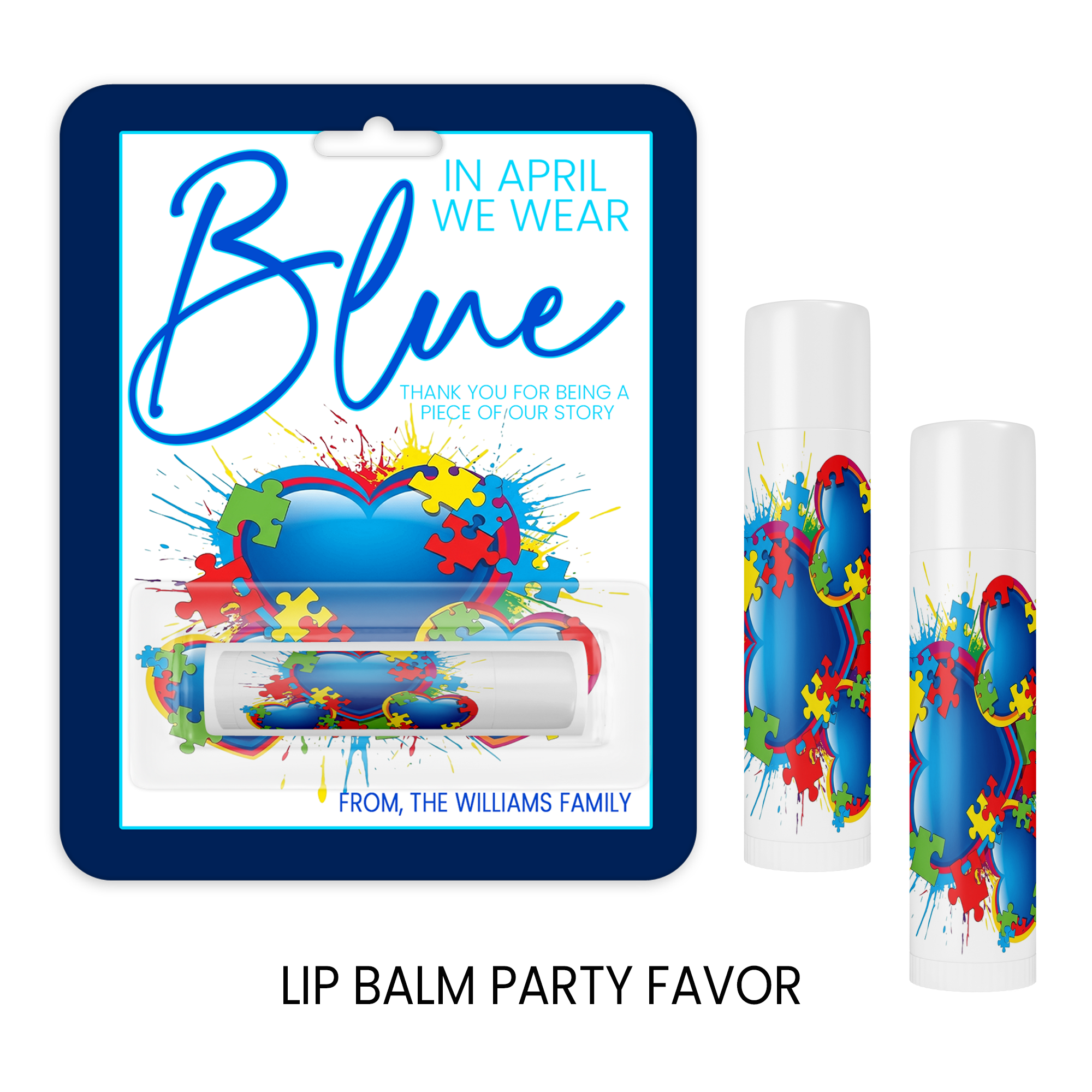 Autism Awareness Lip Balm Favors | Puzzle Theme Support Gifts