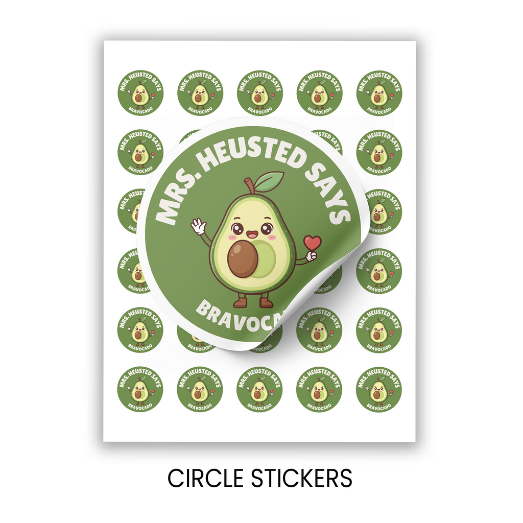 Bravocado Teacher Stickers | 1.5” Teacher Appreciation Stickers | Classroom Reward Stickers | Printed Stickers