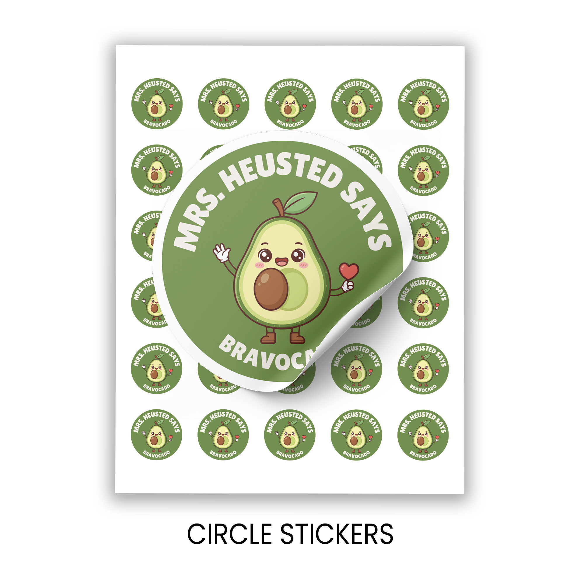 Bravocado Teacher Stickers | 1.5” Teacher Appreciation Stickers | Classroom Reward Stickers | Printed Stickers