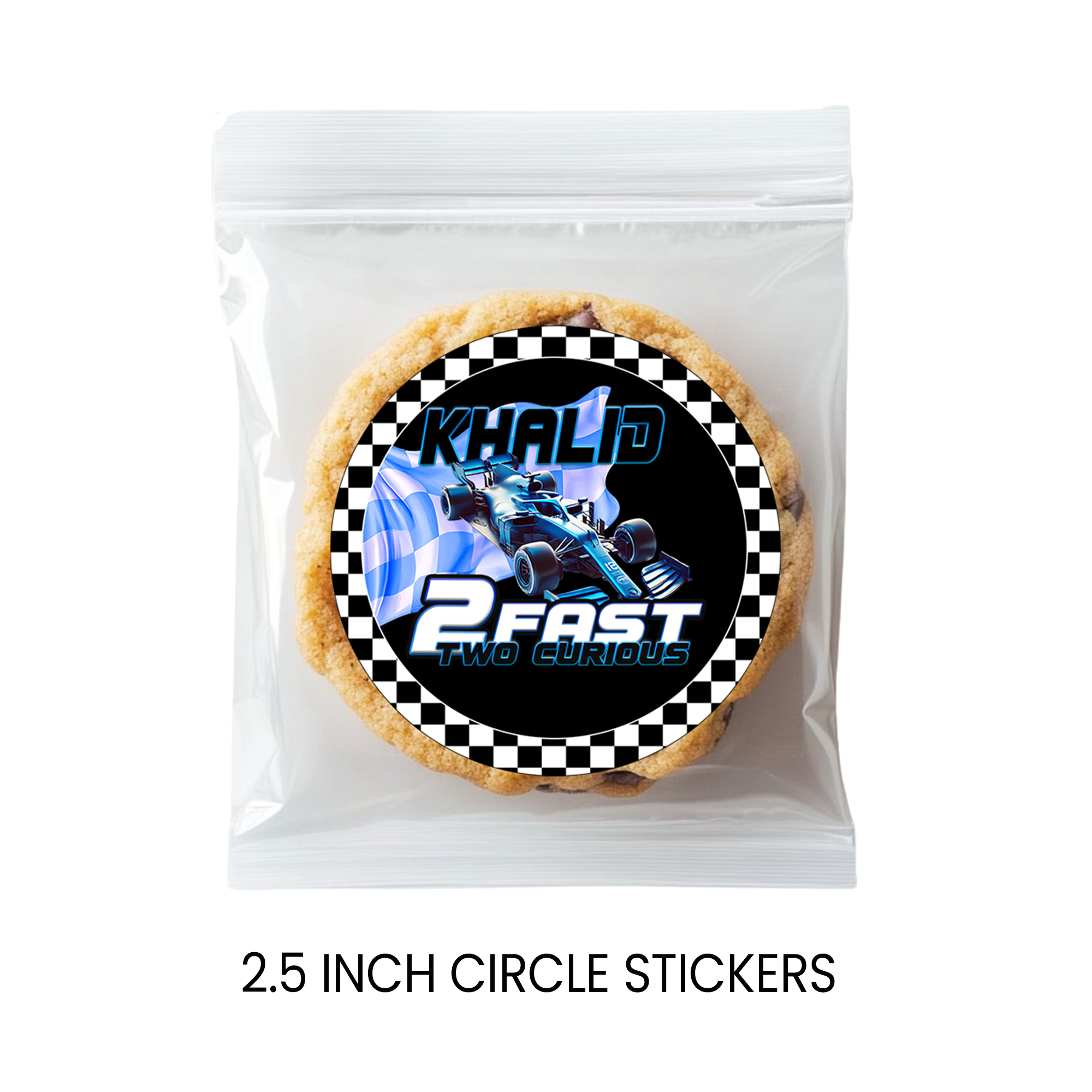2 Fast 2 Curious | 2.5” Party Favor Stickers | Race Car Birthday Stickers | Treat Bag Seals | Printed Stickers