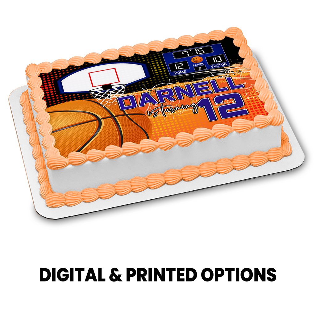 Basketball Theme | Edible Cake Image Topper | Sports Birthday Party | Digital + Print Option