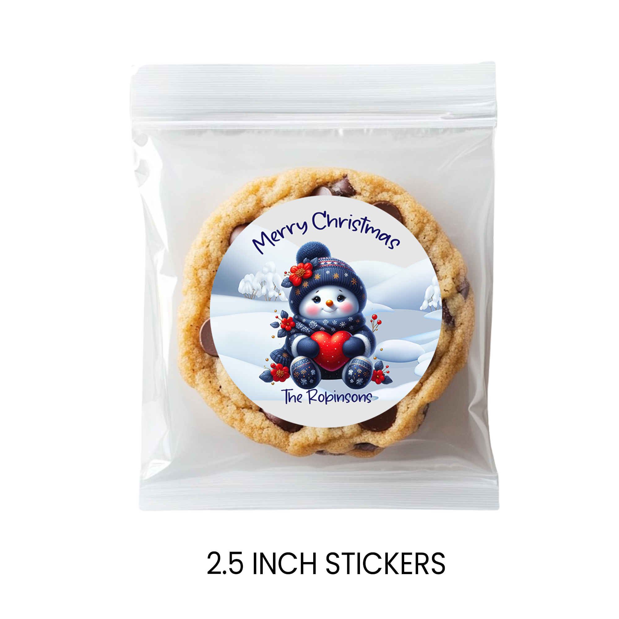 Snowman Christmas Stickers | Personalized 2.5-Inch Circle Stickers | Customized Christmas Stickers | Party Favor Labels