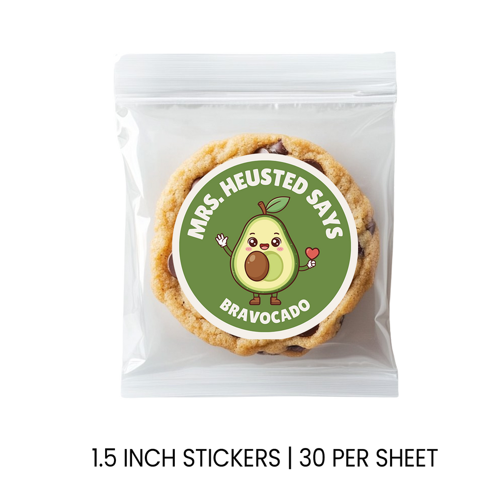 Bravocado Teacher Stickers | 1.5” Teacher Appreciation Stickers | Classroom Reward Stickers | Printed Stickers