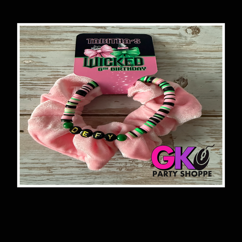 Wicked Inspired Scrunchie & Bracelet Set | Teen Birthday Party Favors | Personalized Birthday Party Favors
