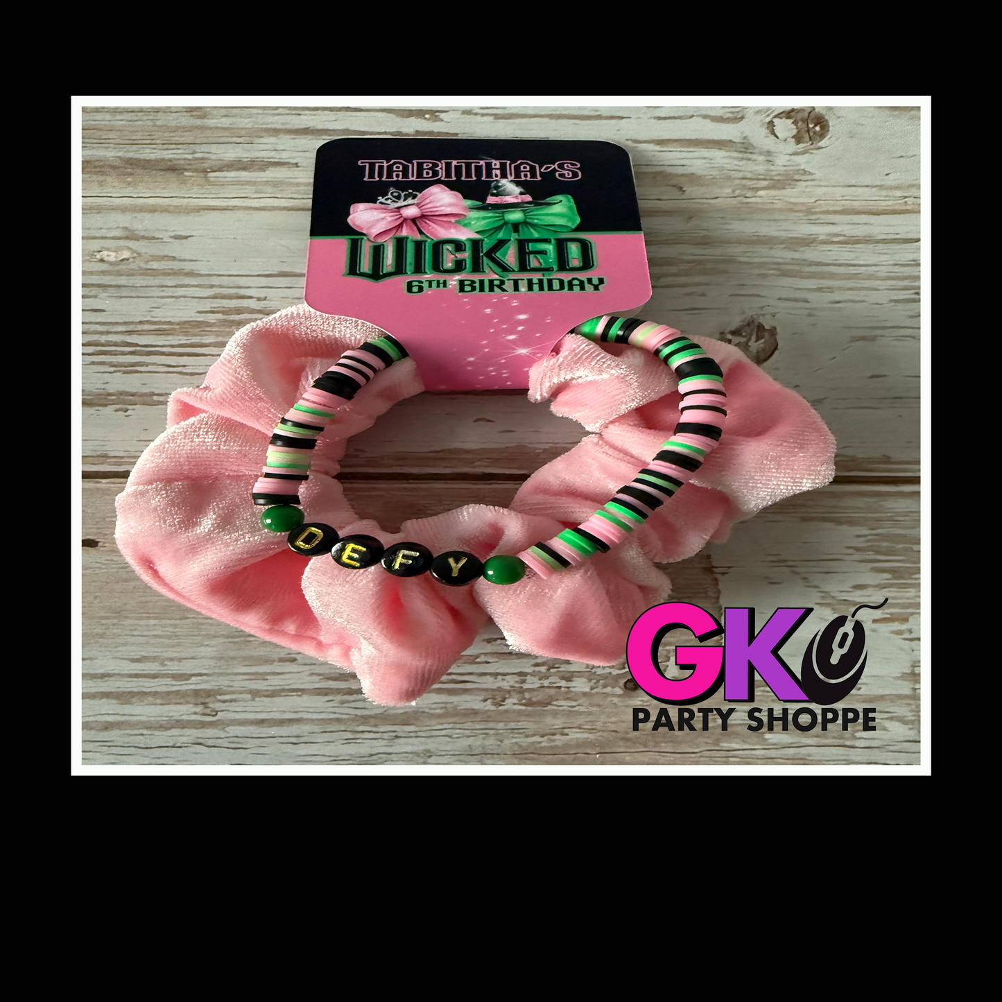 Wicked Inspired | Scrunchie & Bracelet Set | Teen Birthday Party Favors | Personalized Birthday Party Favors