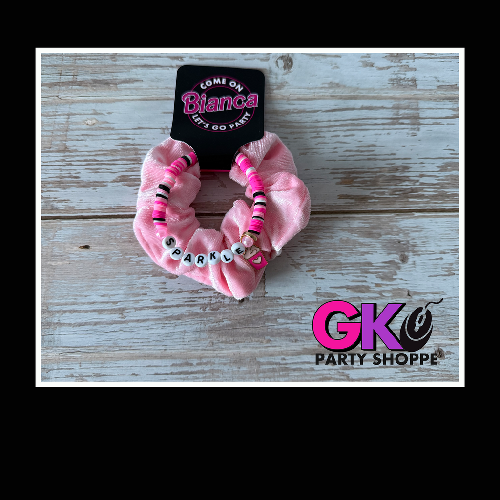 Let's Go Party Scrunchie & Bracelet Set | Personalized Birthday Party Favor | Doll Inspired Favors