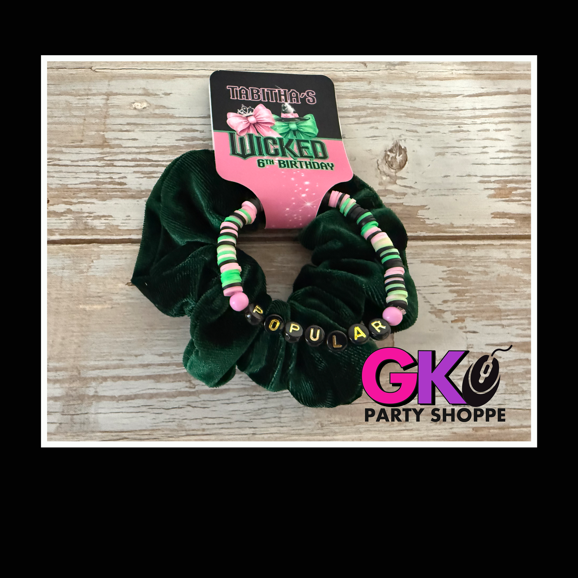 Wicked Inspired Scrunchie & Bracelet Set | Teen Birthday Party Favors | Personalized Birthday Party Favors